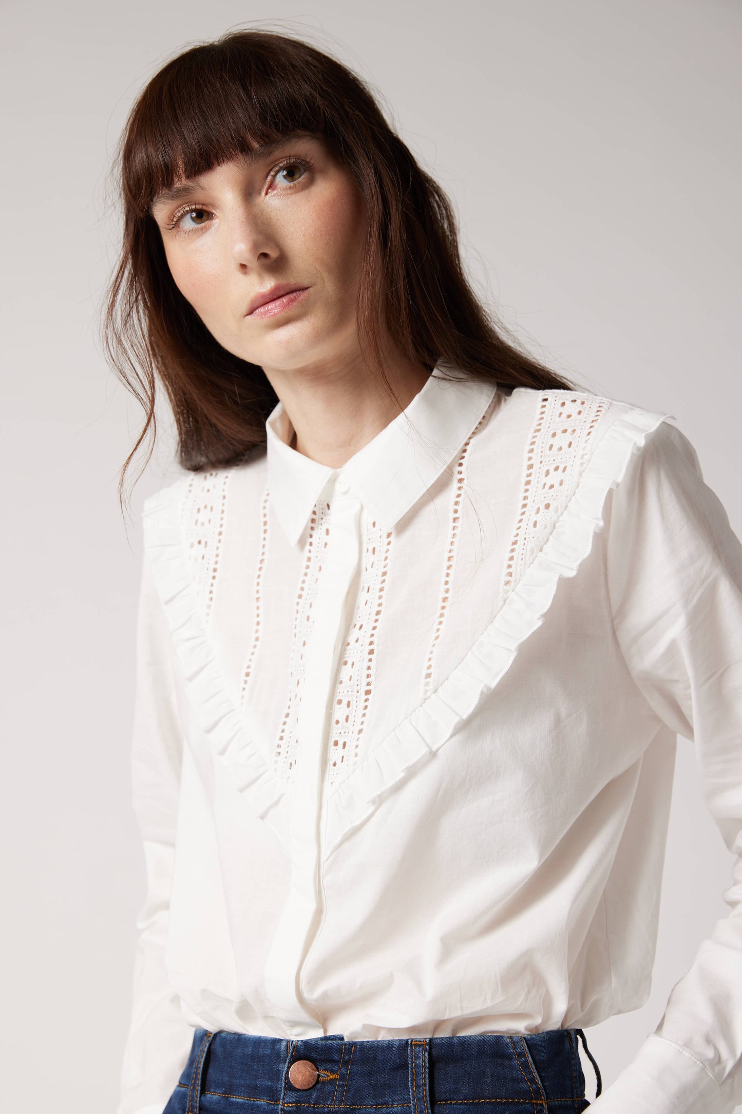 In Contrast Lace Blouse