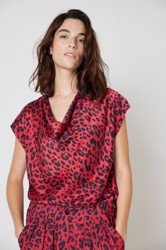 Washable Silk Cowl Neck Top
