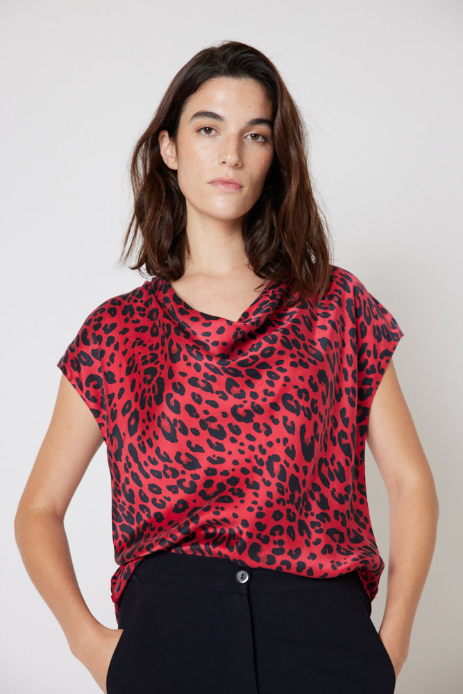Washable Silk Cowl Neck Top