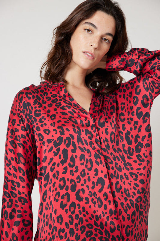 Leopard Silk Blouse