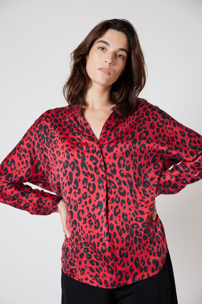 Leopard Silk Blouse