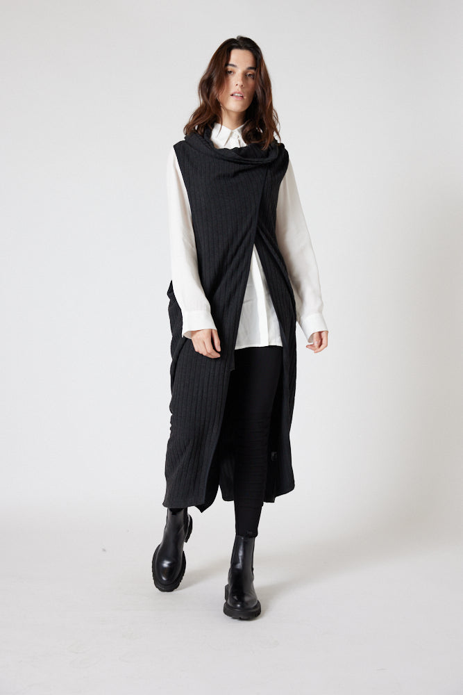 At Dusk Ribbed Long Vest