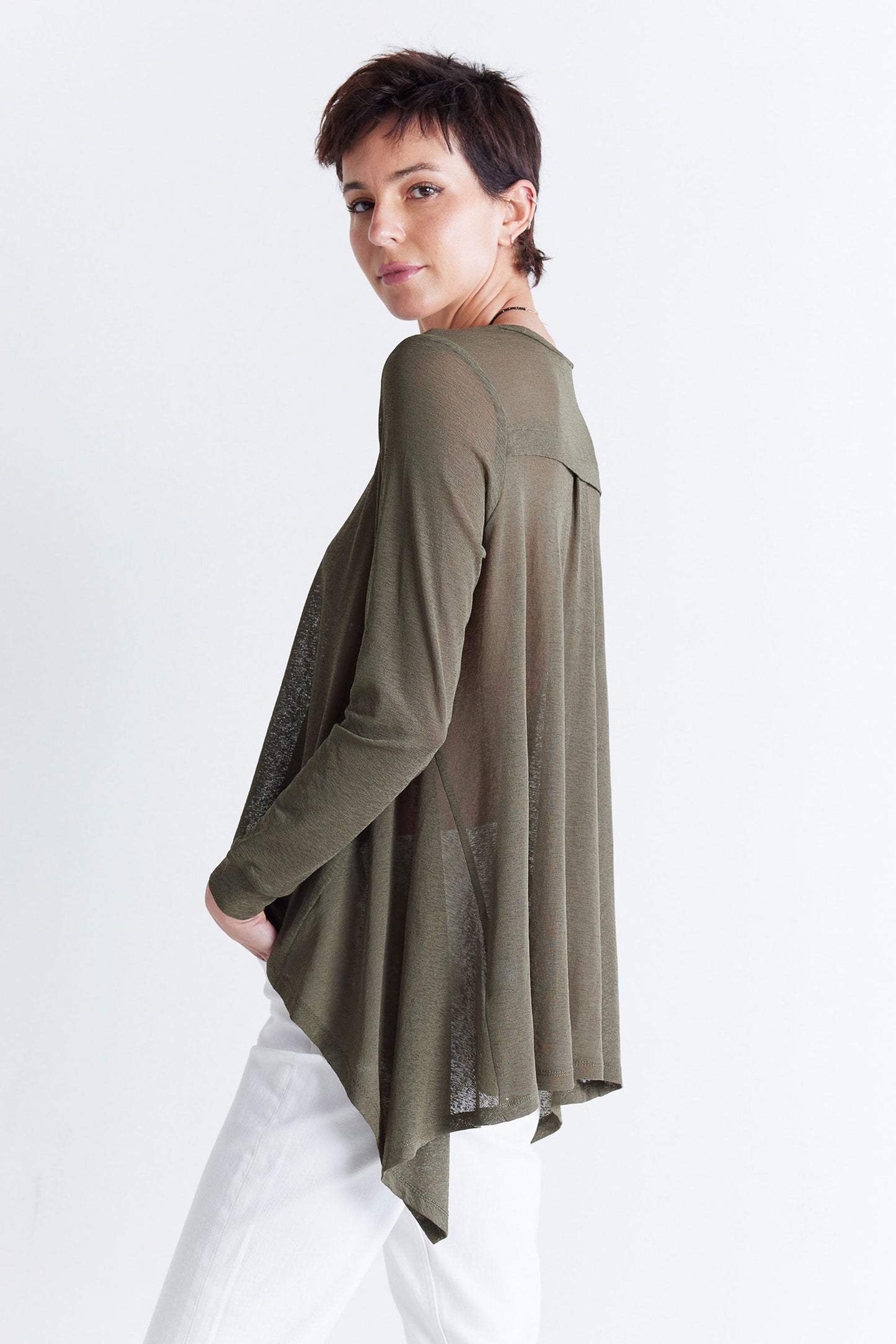 Sheer Knit High Low Top