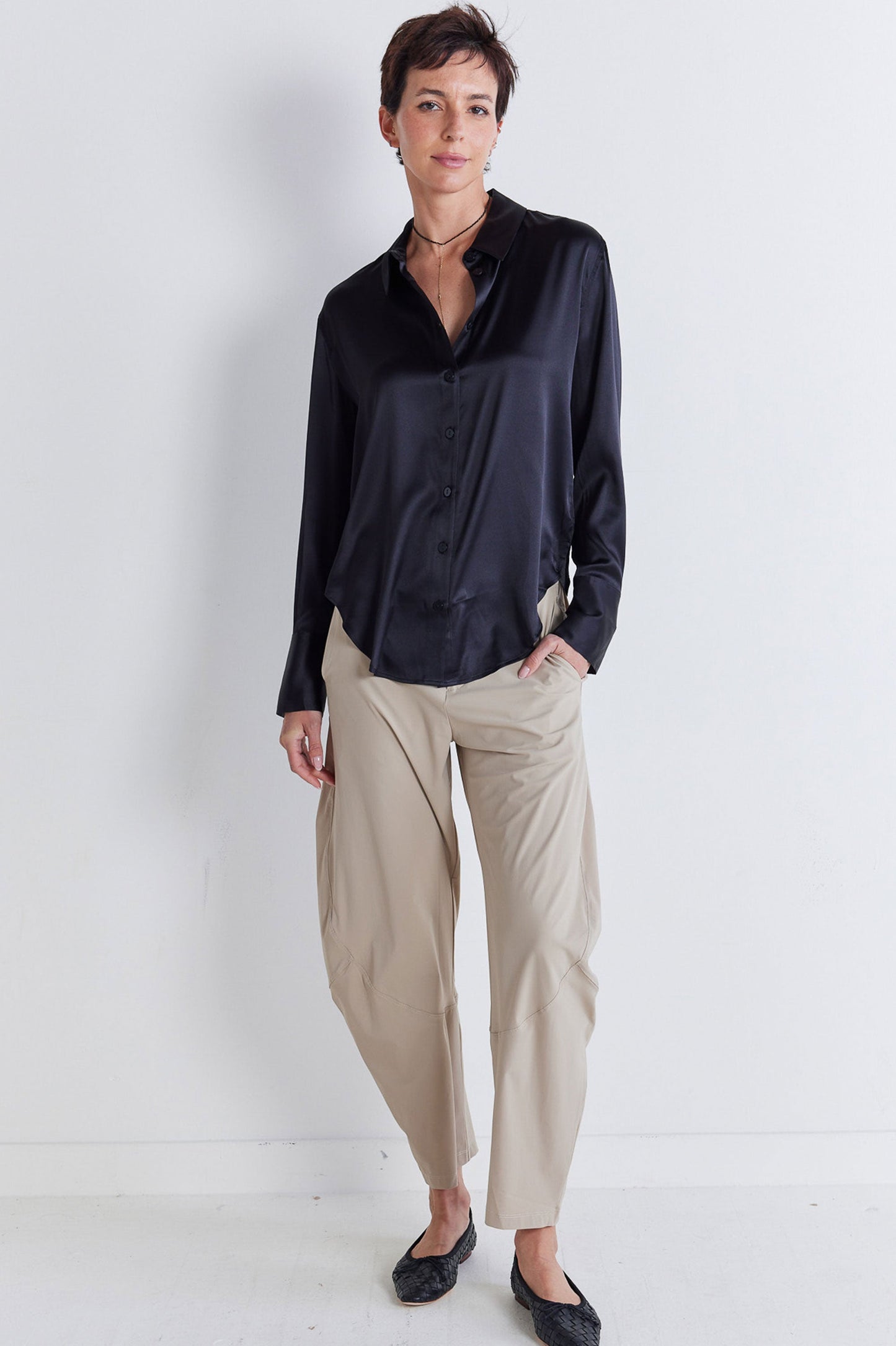 Shift Your Gaze Silk Button Down Blouse