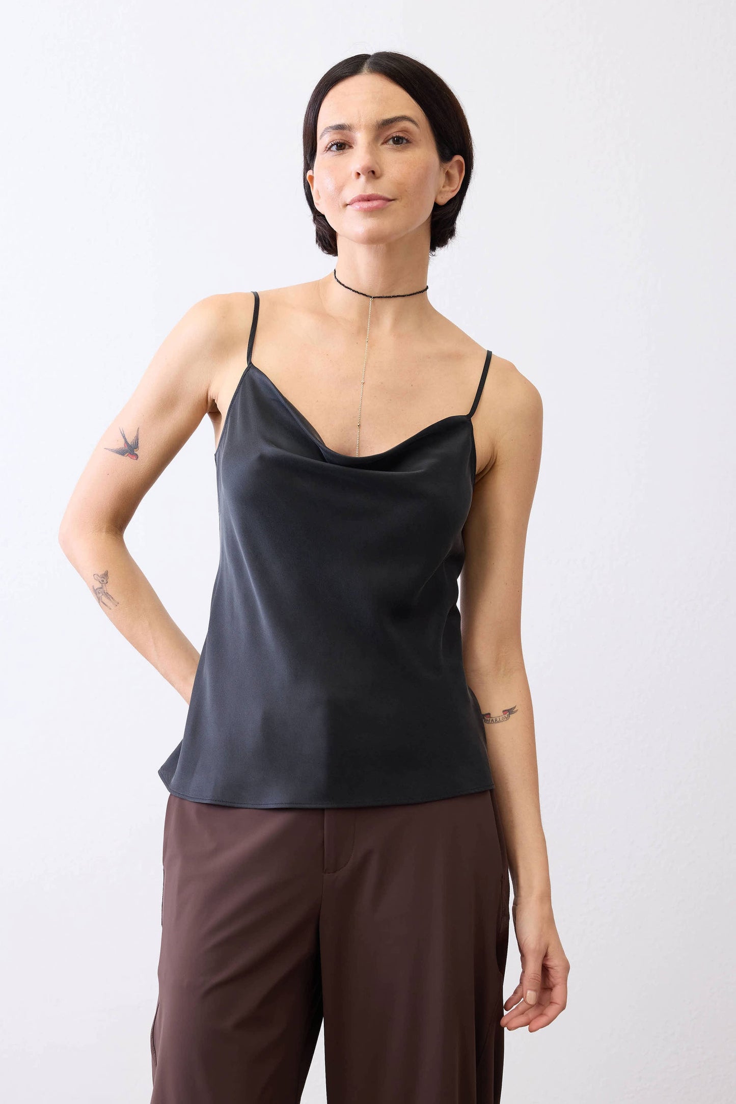 Washable Silk Cowl Neck Cami