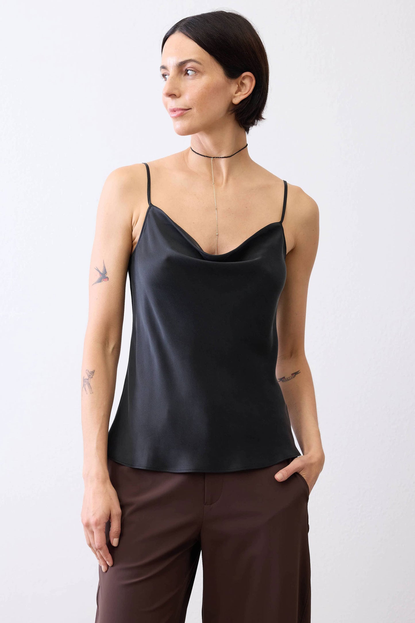 Washable Silk Cowl Neck Cami