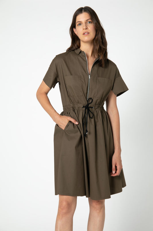 Not Too Feminine Poplin Zip Up Dress