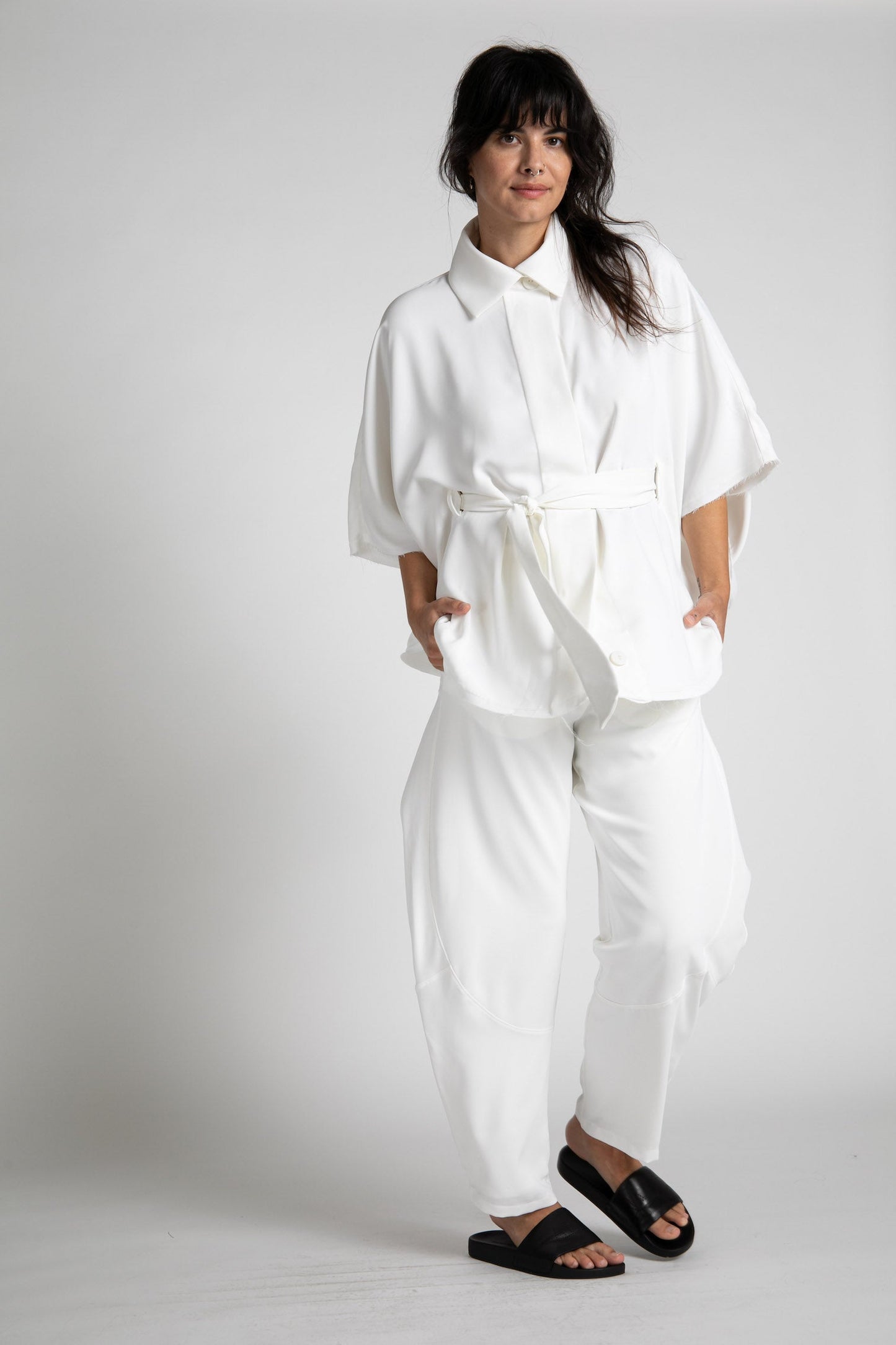 White Quartz Wide Leg Pants