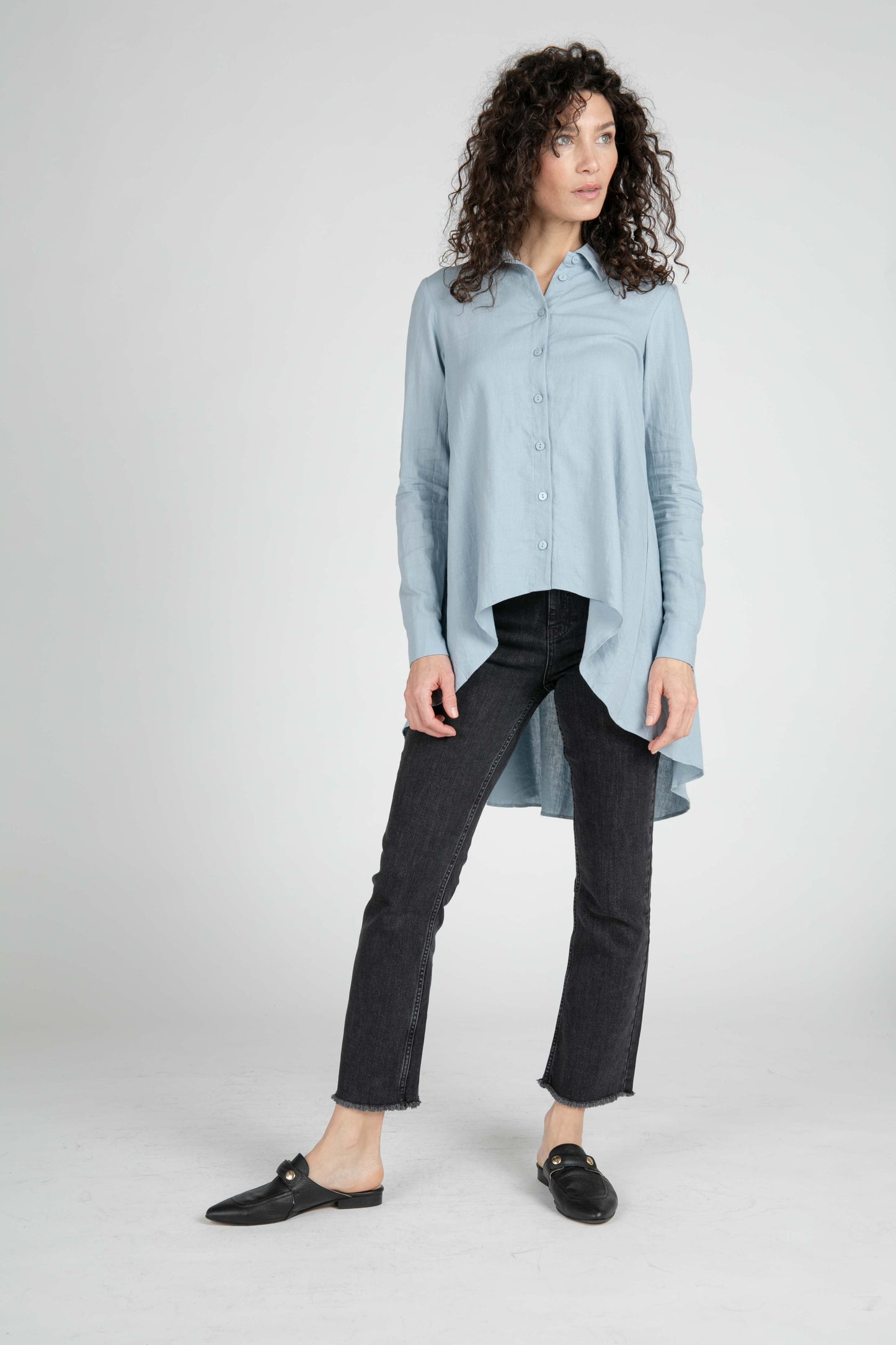 Brook Linen High Low Blouse