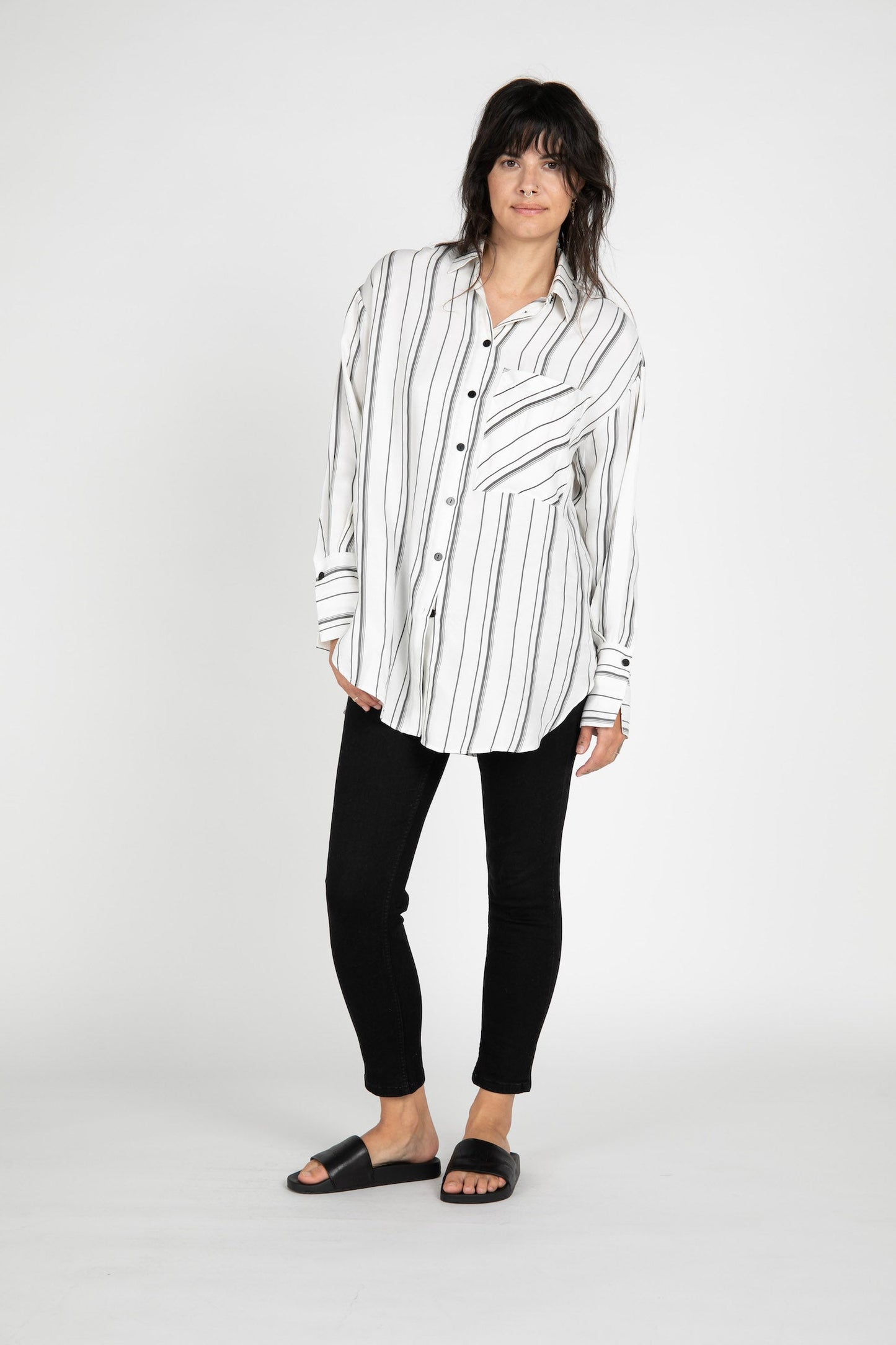 Marseille Striped Button Down tunic