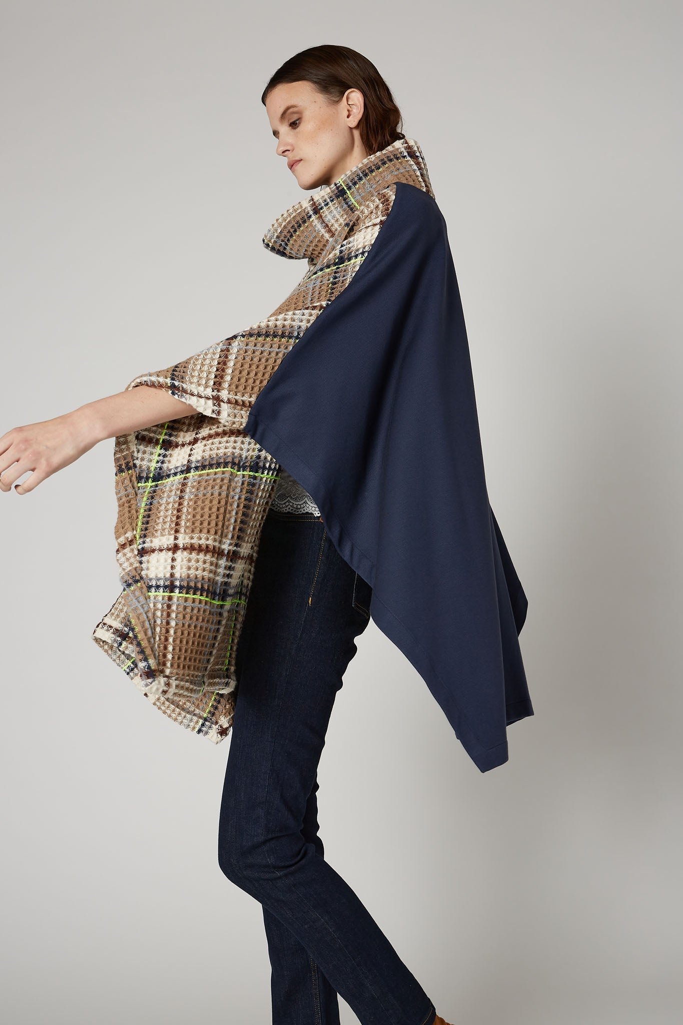 Touch of Neon Plaid Poncho