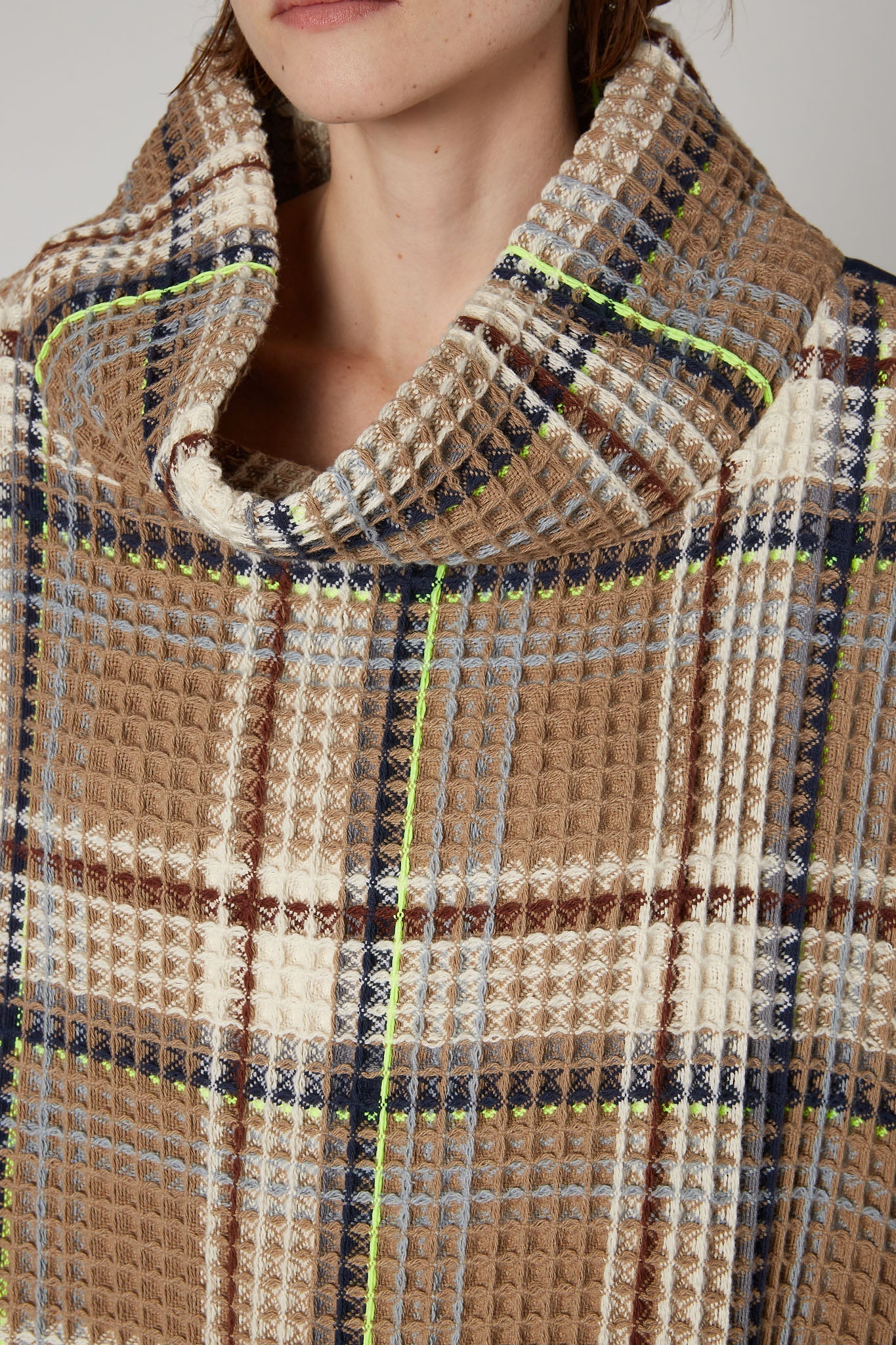 Touch of Neon Plaid Poncho