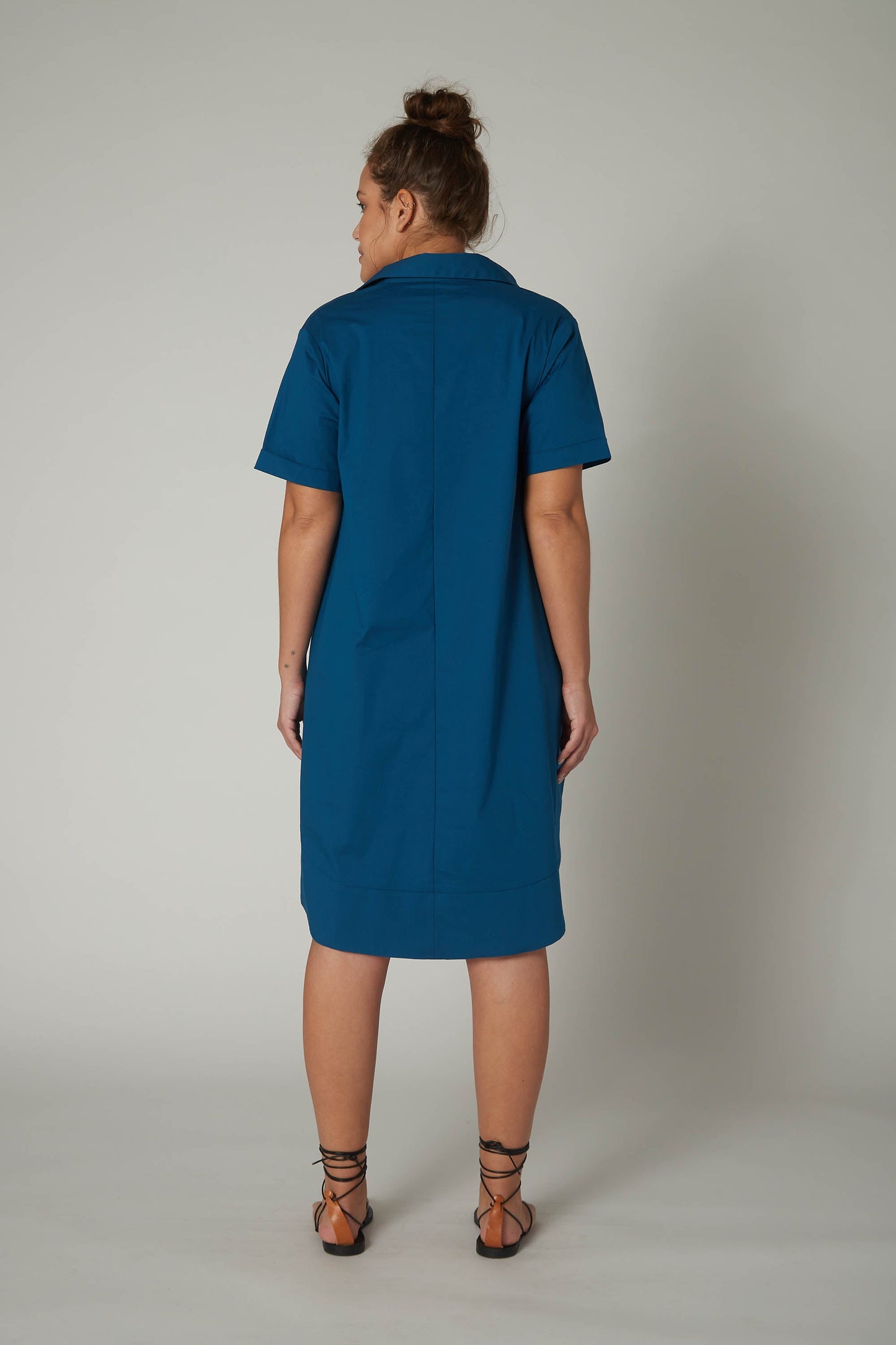 Oversized Pinch Waist Poplin Dress