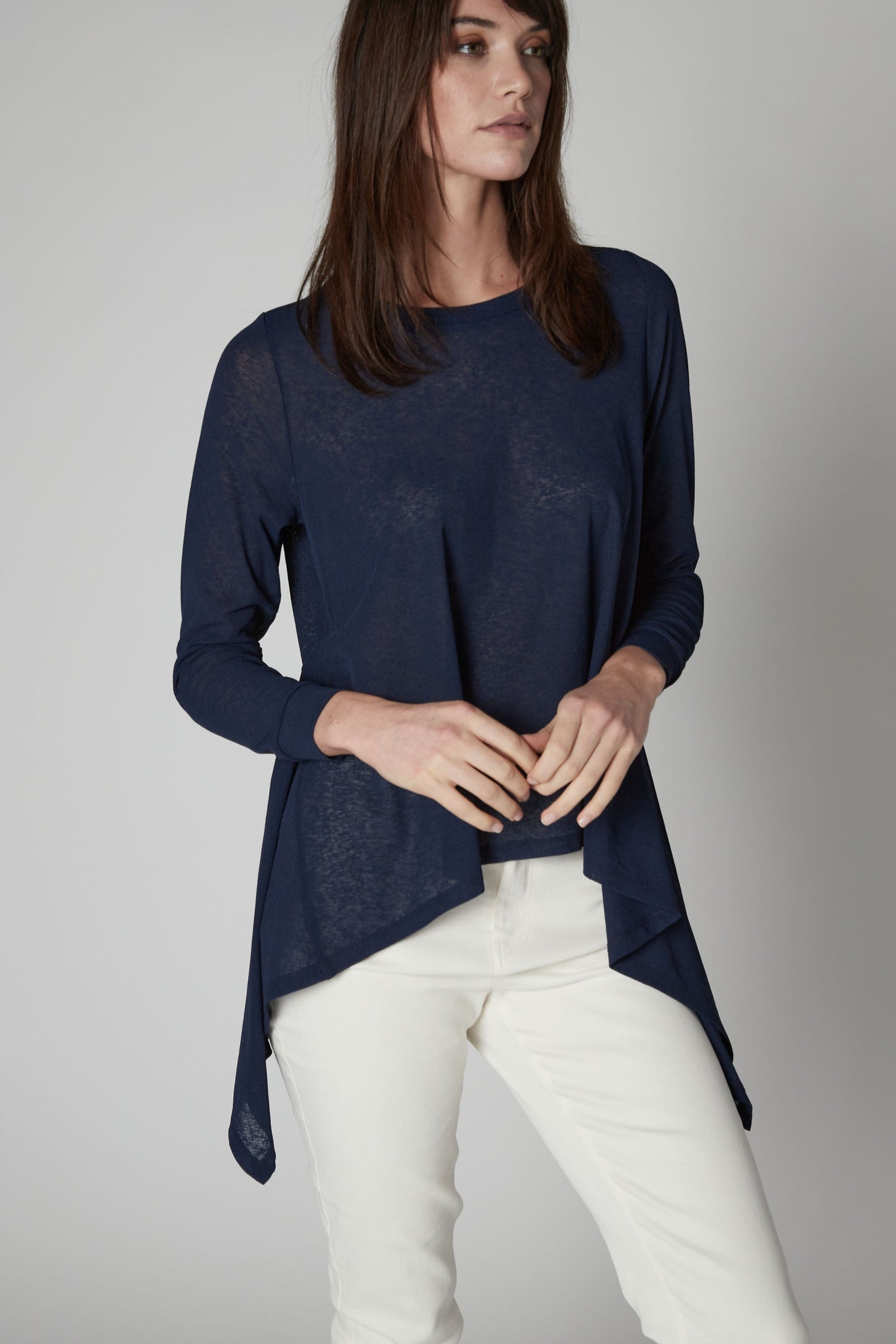 Sheer Knit High Low Top