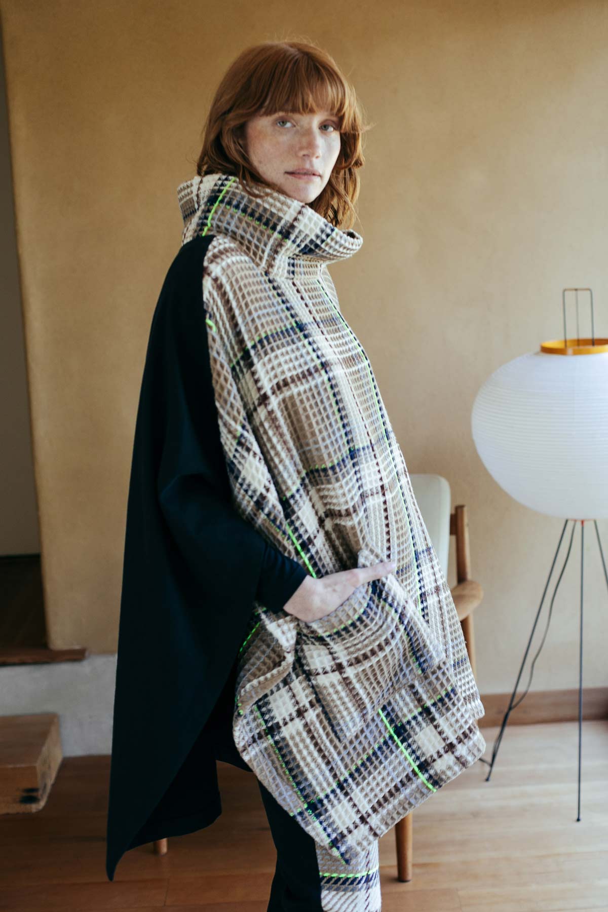 Touch of Neon Plaid Poncho