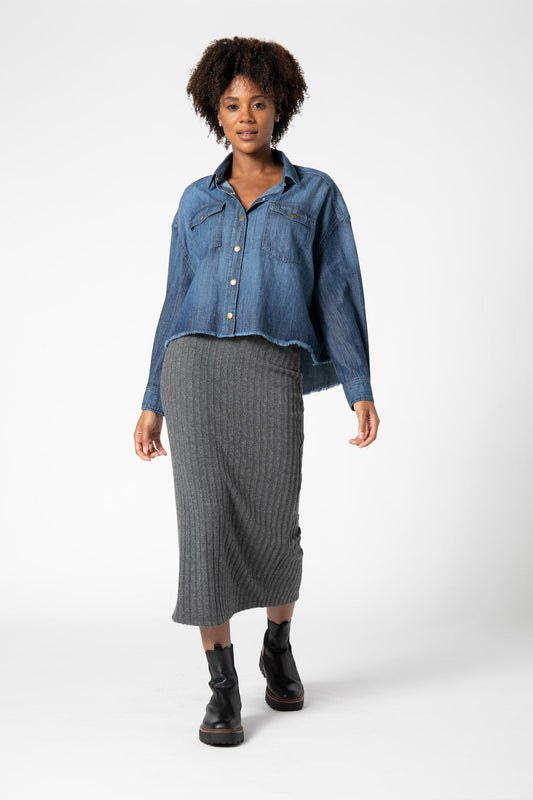 Not Too Cropped Light Denim Top