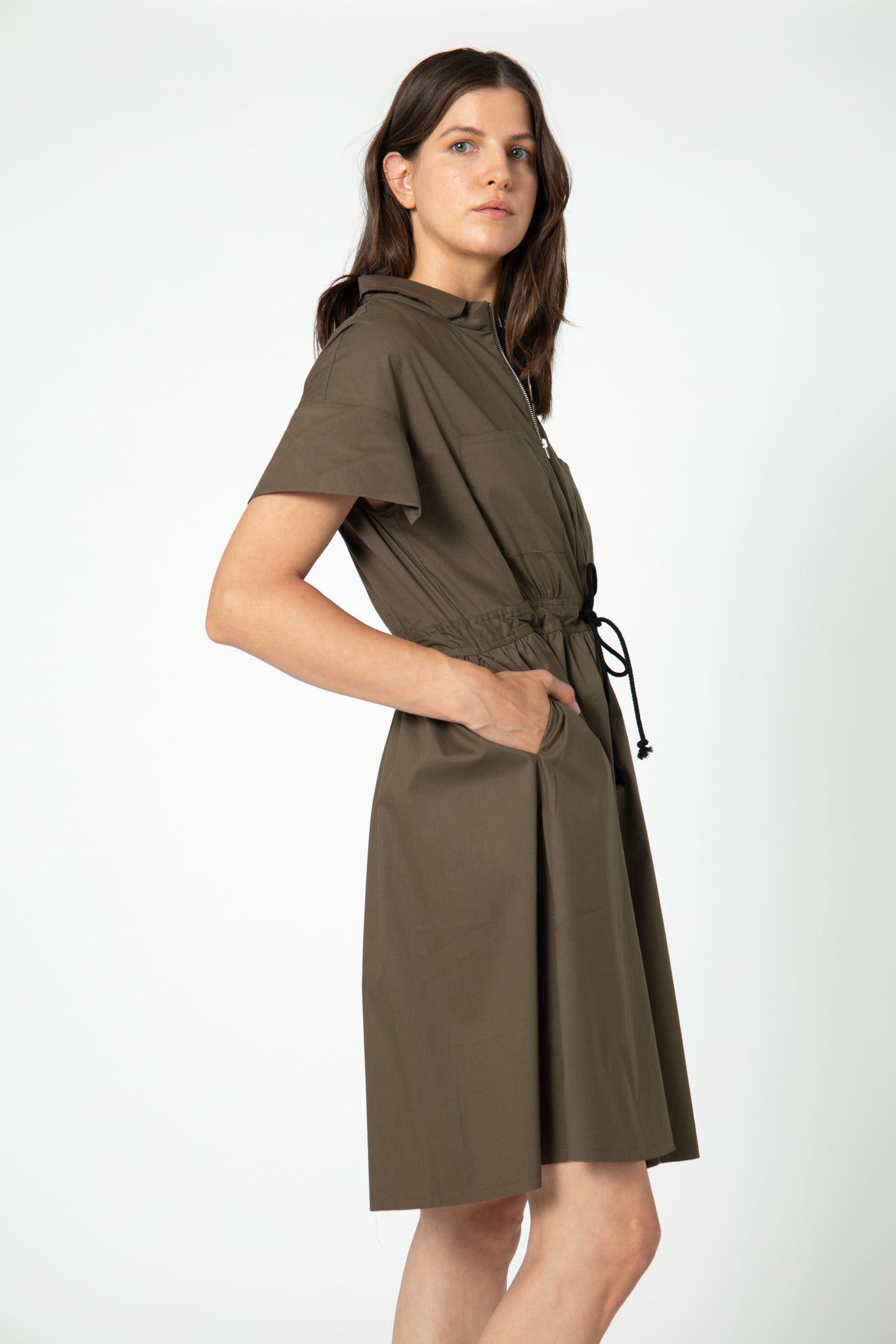Not Too Feminine Poplin Zip Up Dress