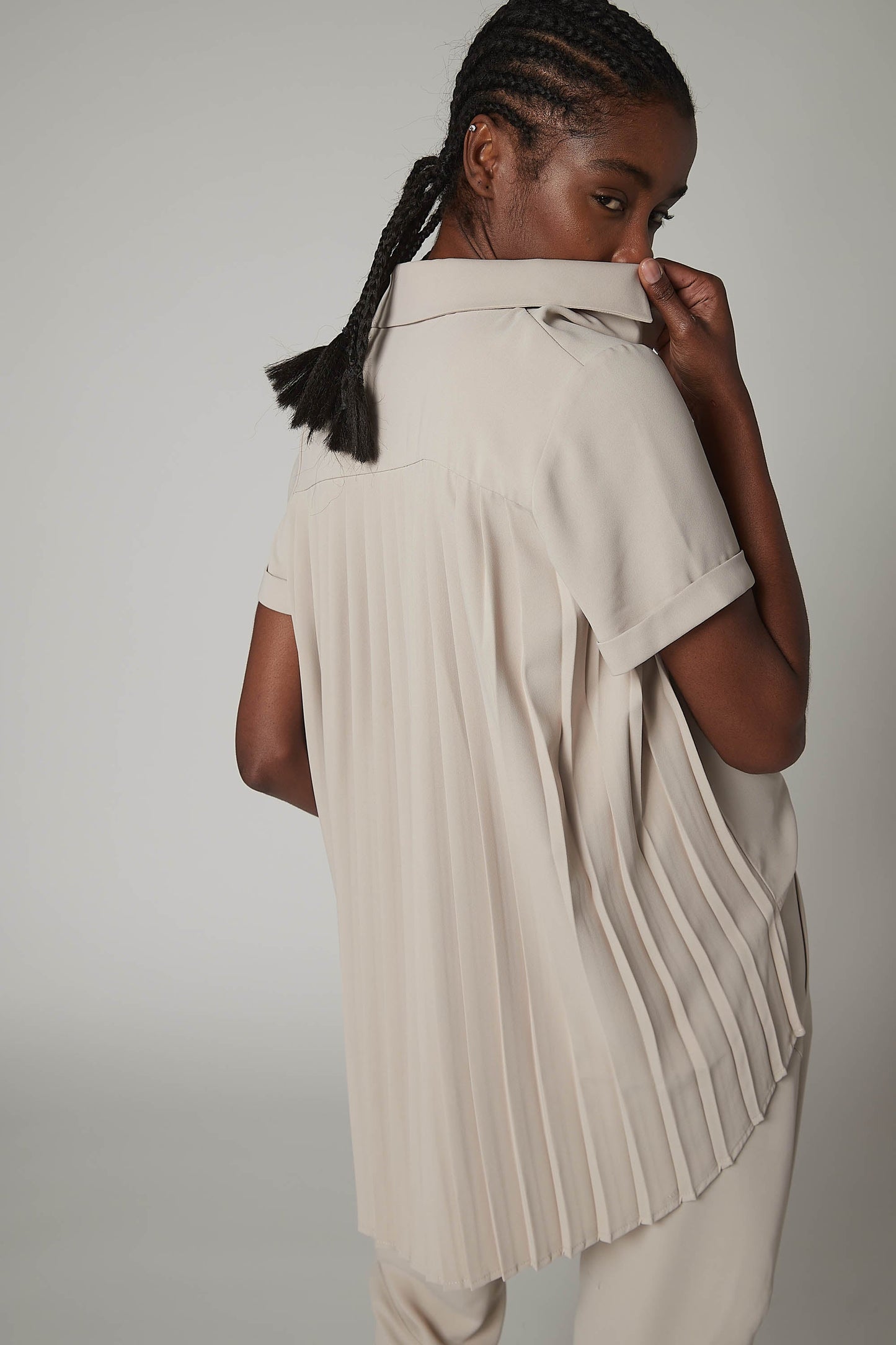 Look In The Back Pleated Blouse