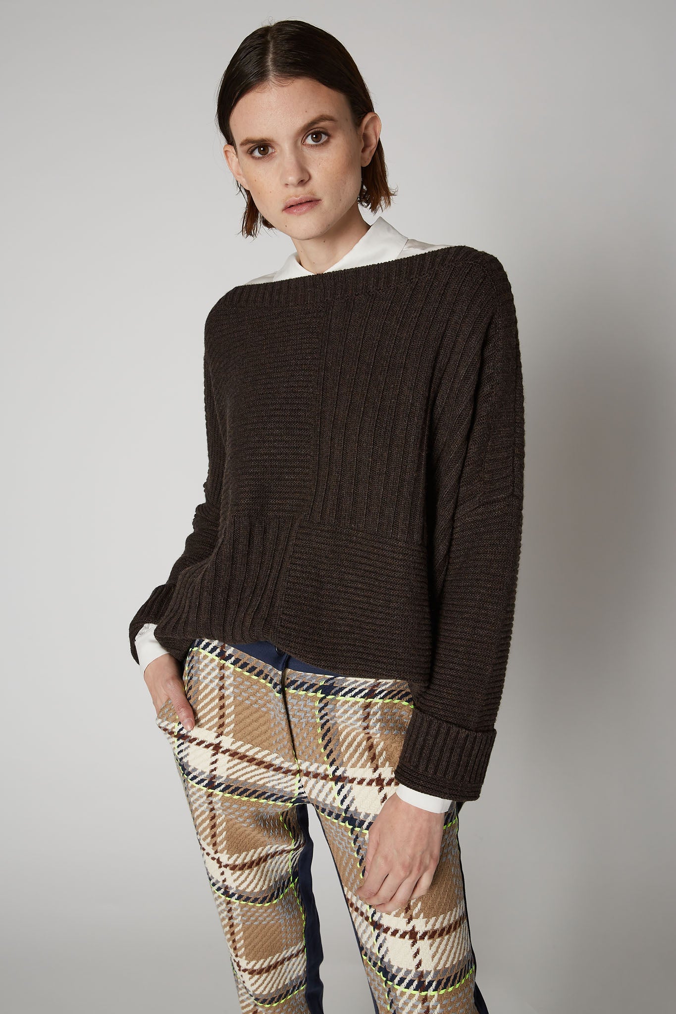 Oversized Mixed Knit Sweater