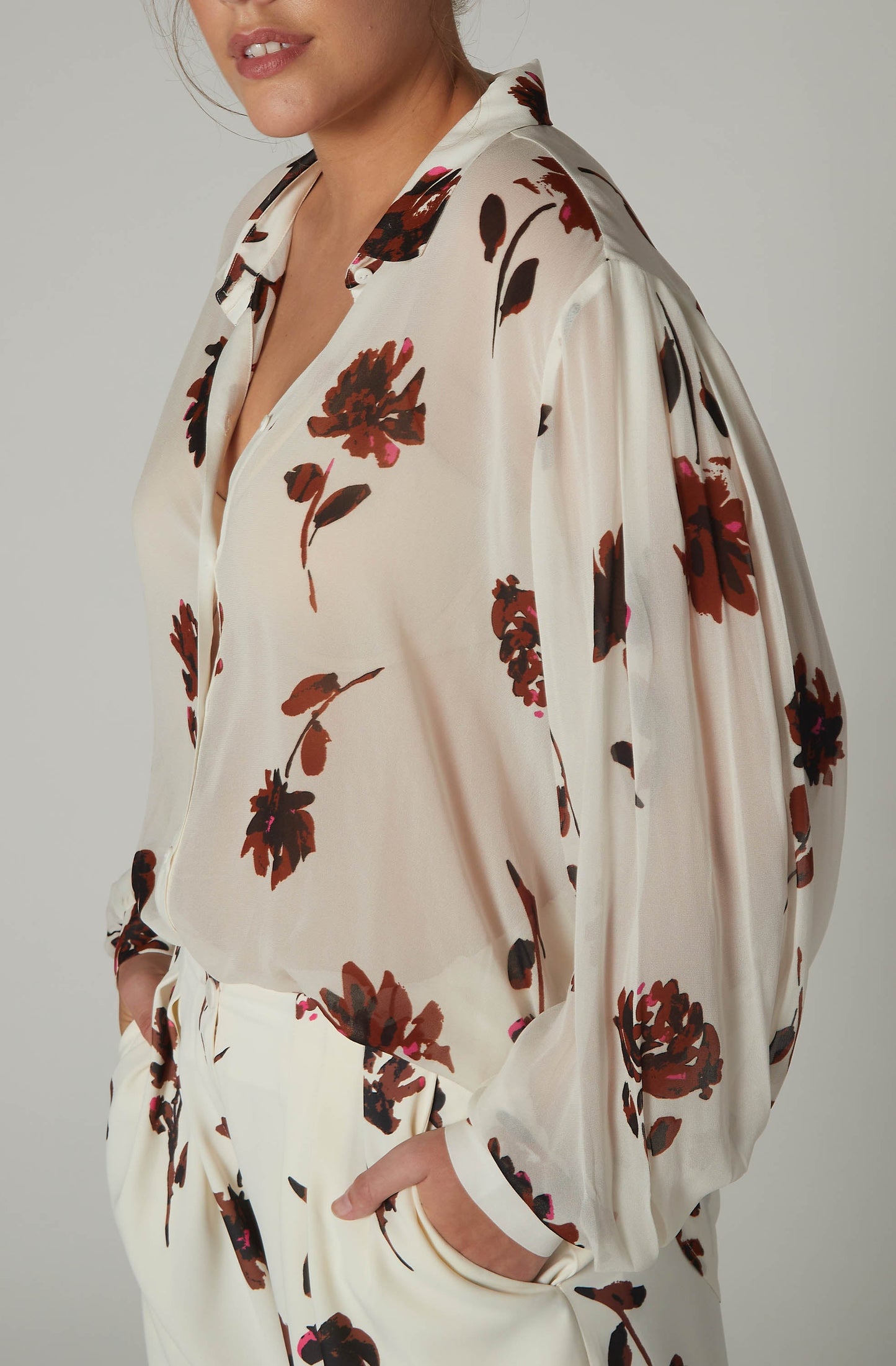 The Classic Chiffon Wide Sleeve Blouse