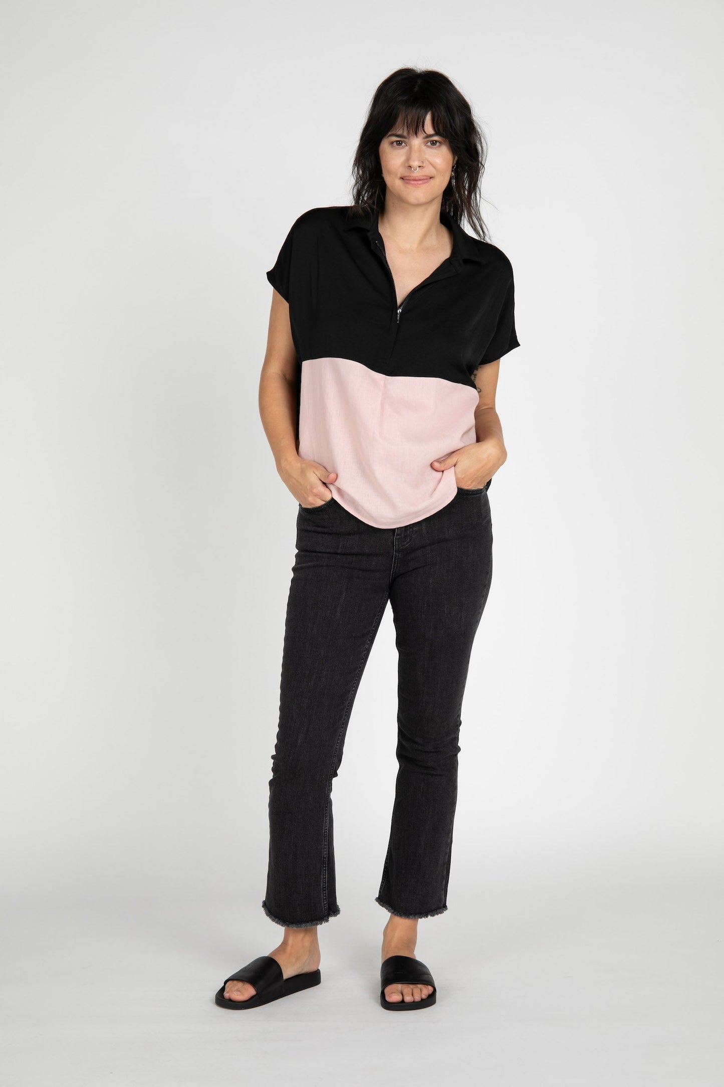 Brody Linen Colorblocked Top