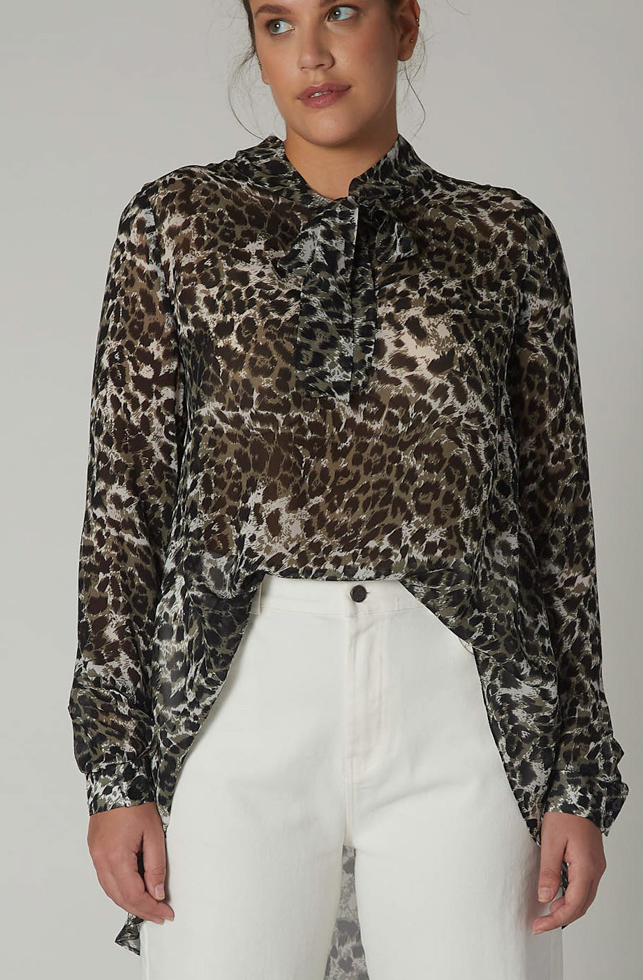 The High Low Leopard Chiffon Blouse