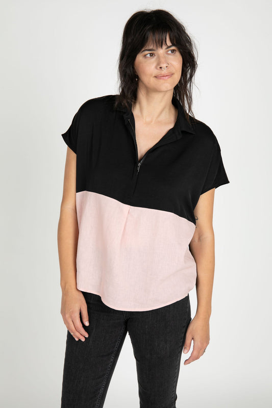 Brody Linen Colorblocked Top