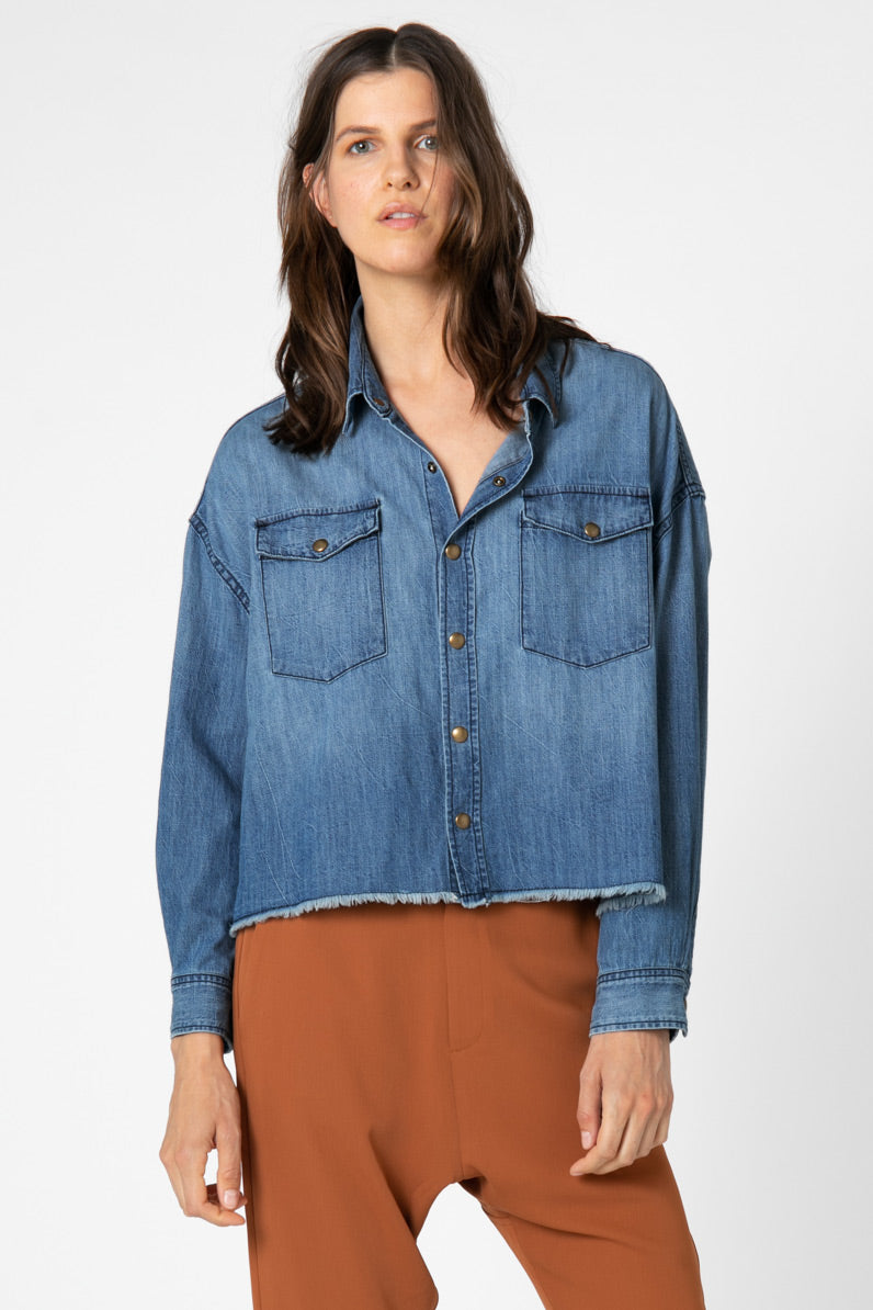 Not Too Cropped Light Denim Top