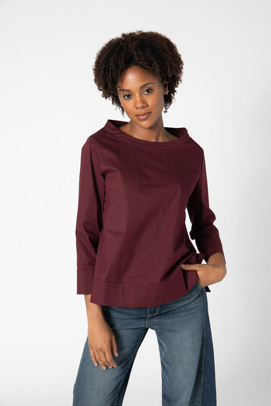 Easy Boatneck Poplin Blouse