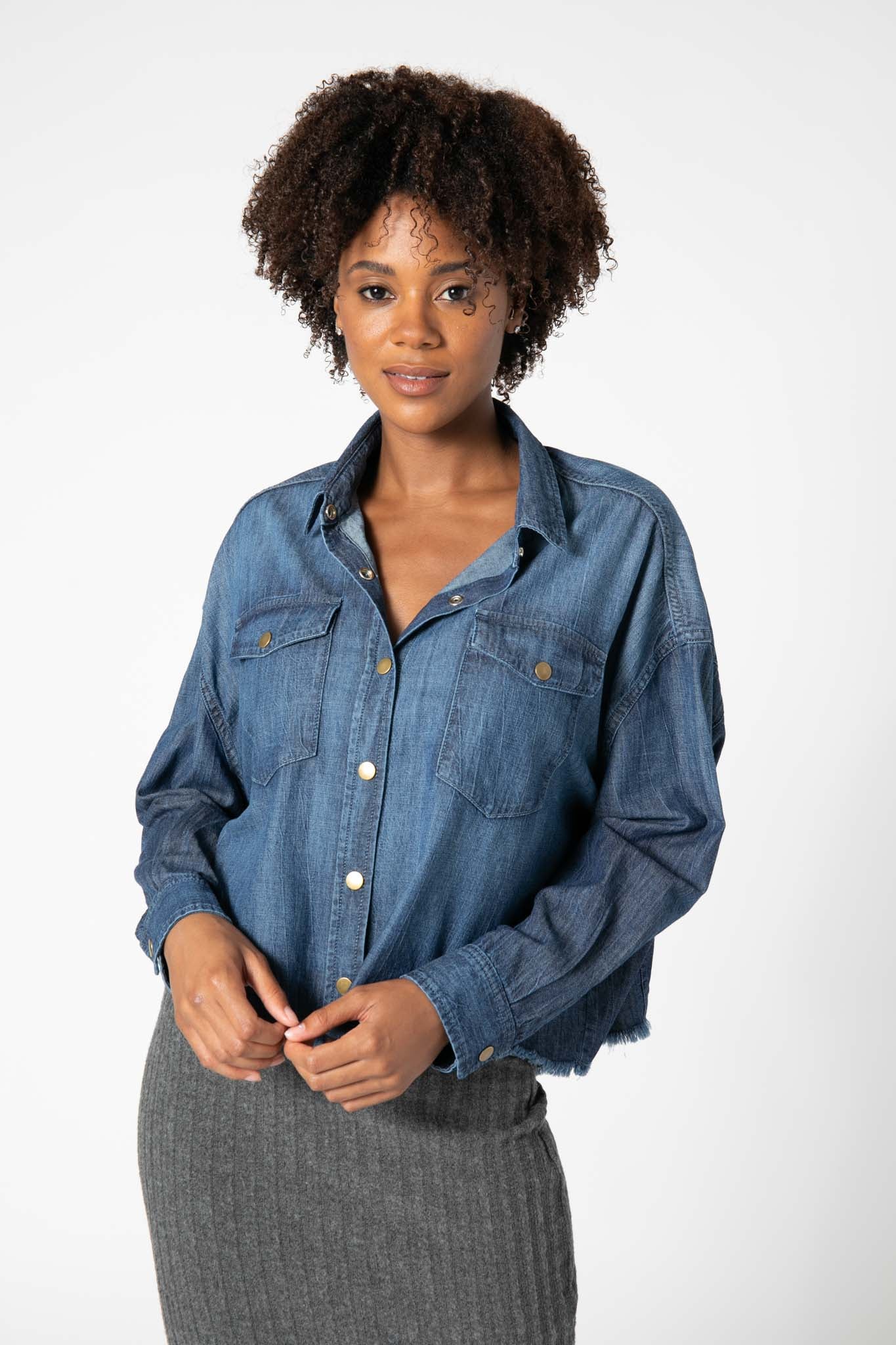 Not Too Cropped Light Denim Top