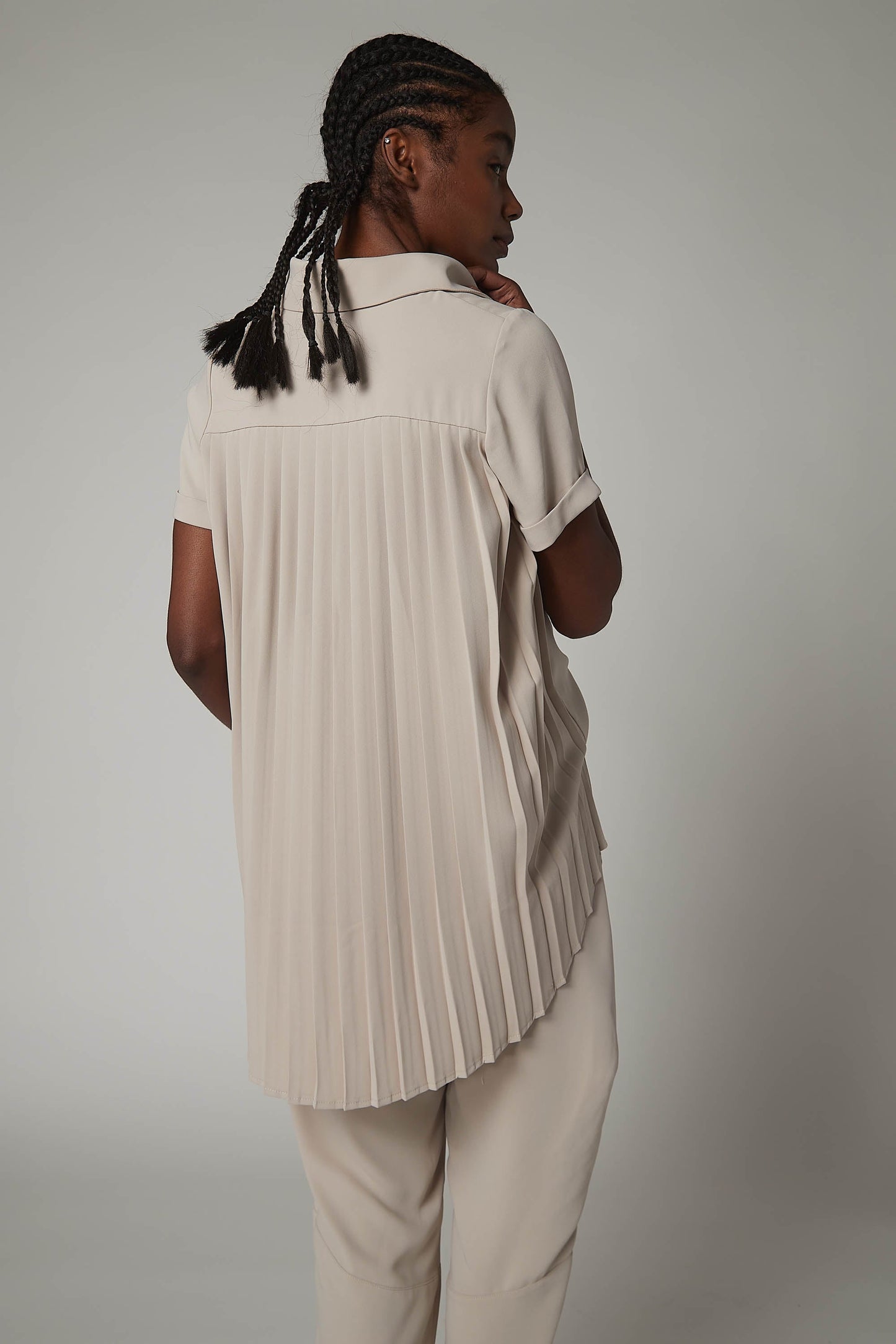 Look In The Back Pleated Blouse