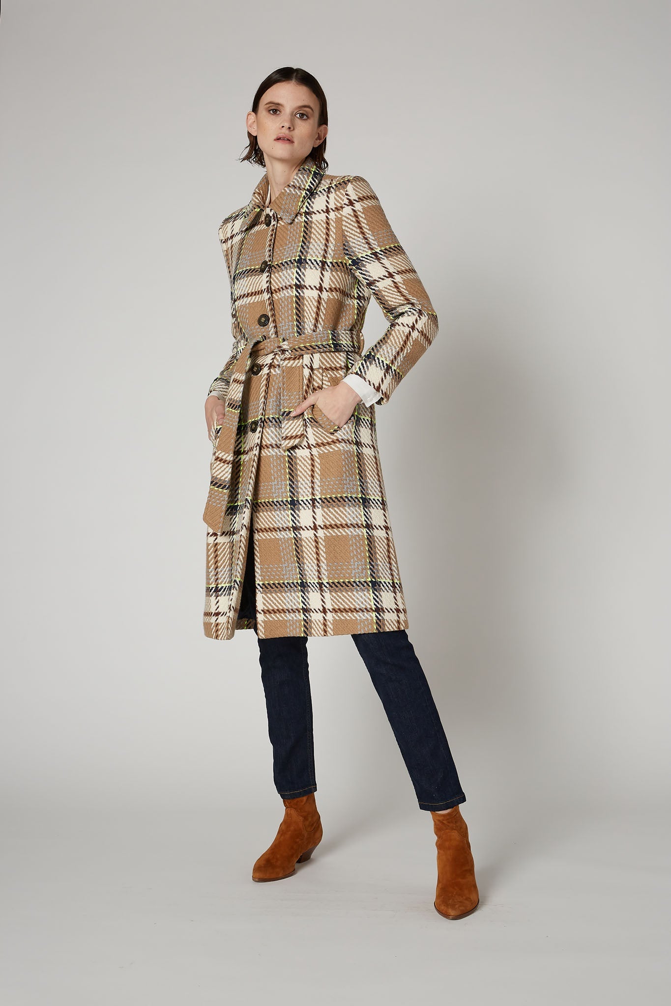 Touch of Neon Plaid Coat
