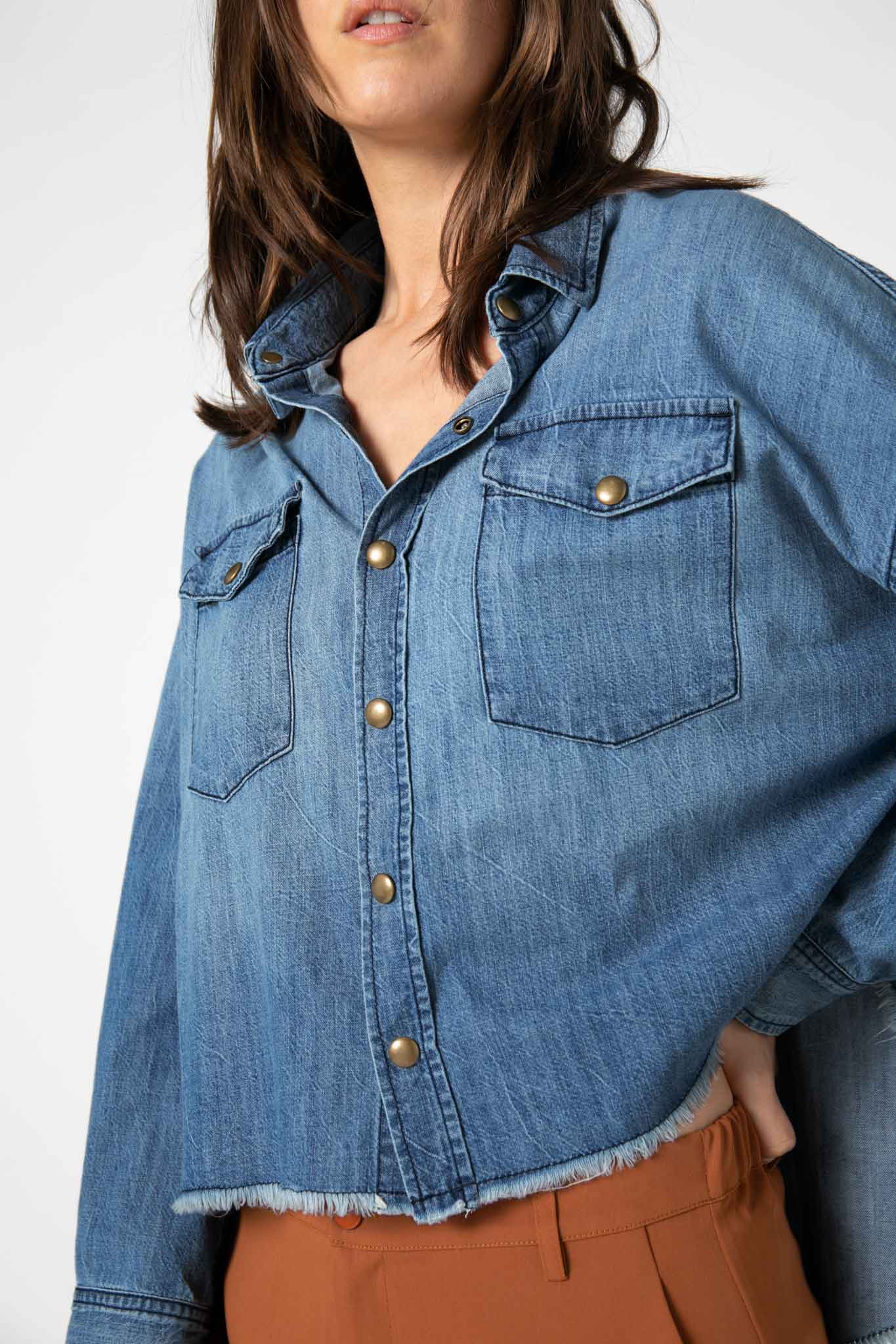 Not Too Cropped Light Denim Top