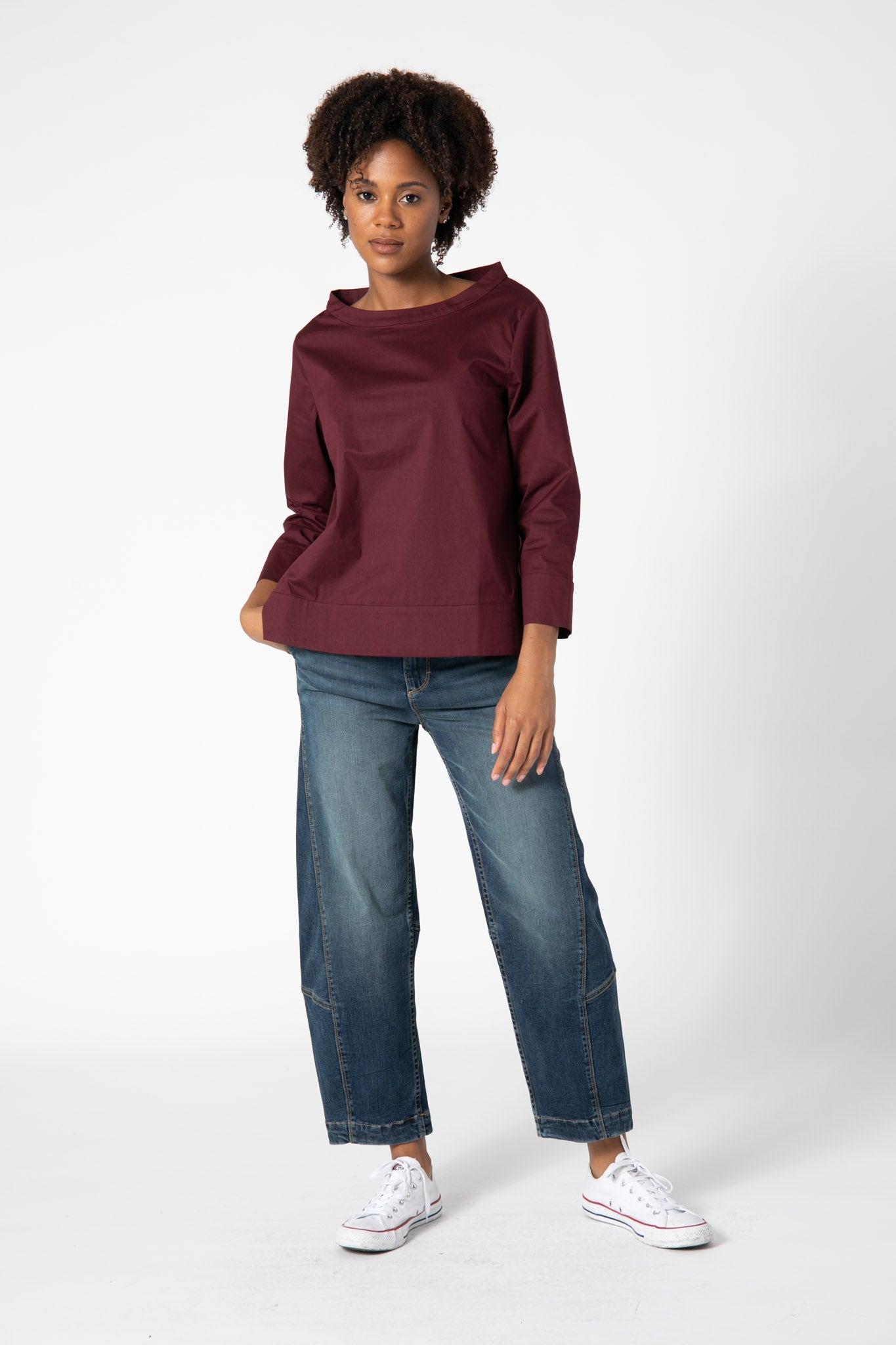 Easy Boatneck Poplin Blouse
