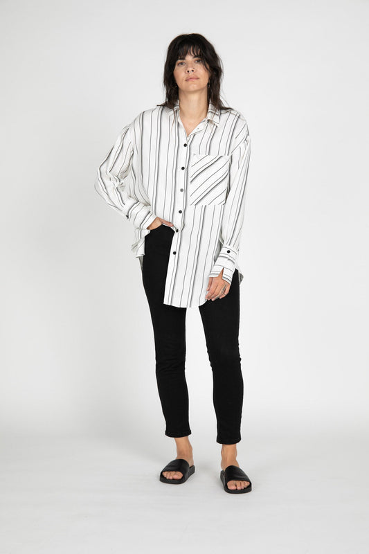 Marseille Striped Button Down tunic