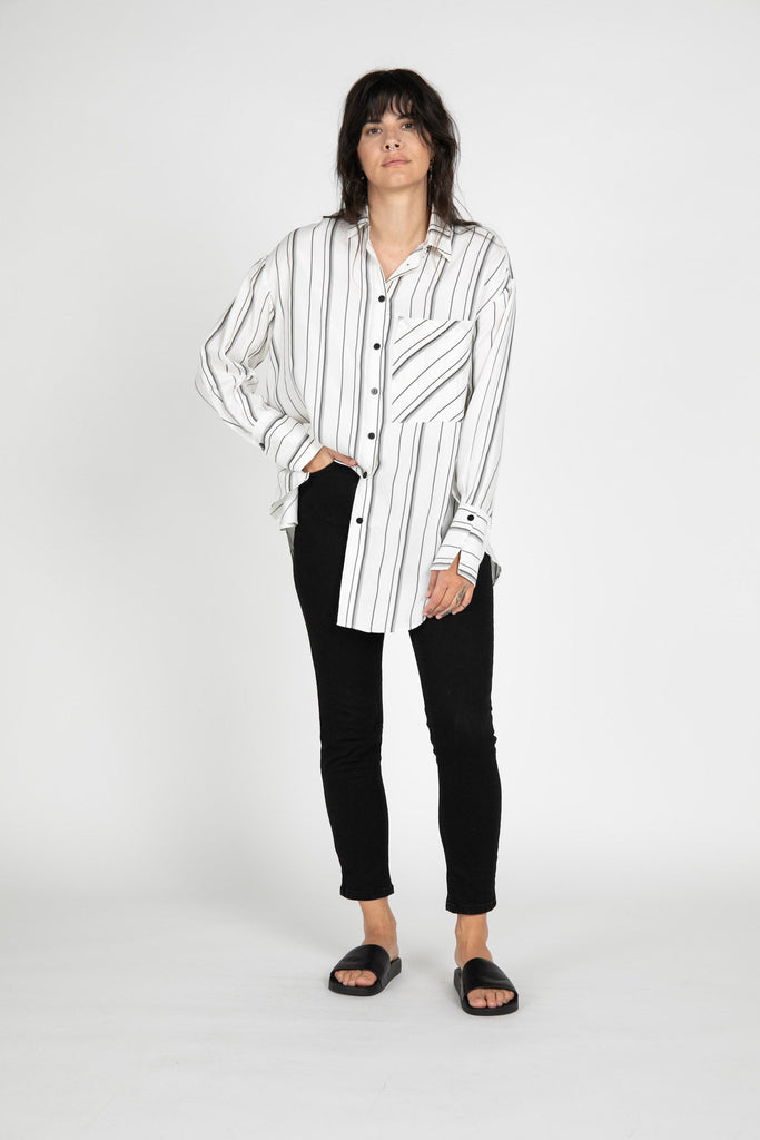 Marseille Striped Button Down tunic
