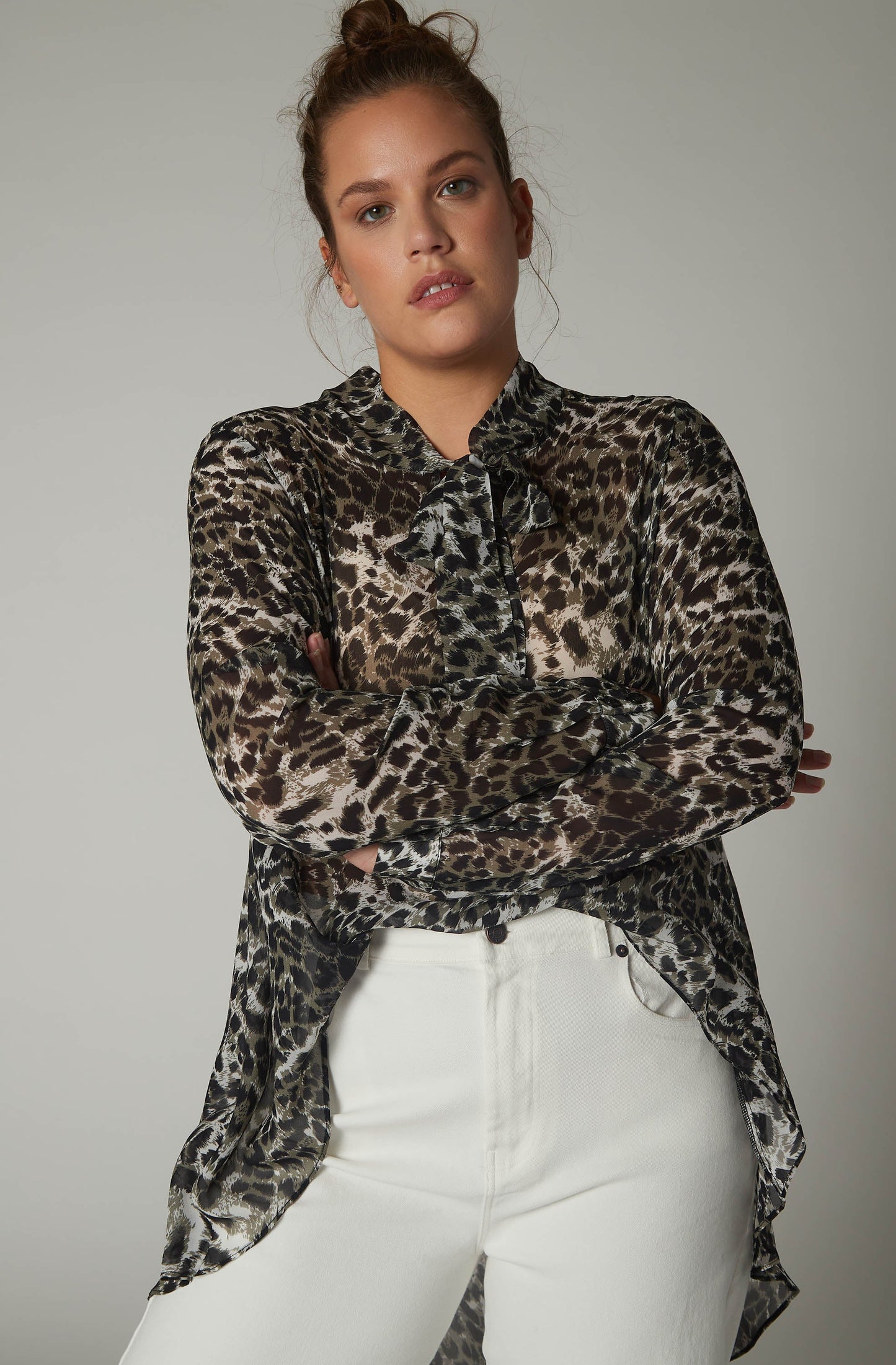 The High Low Leopard Chiffon Blouse