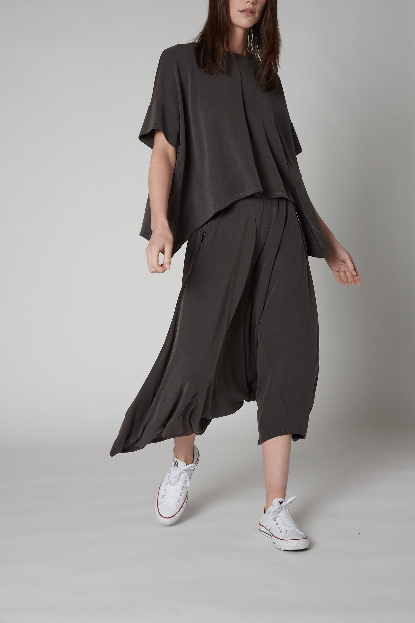 WASHED MODAL OVERSIZED ZIP BACK TOP