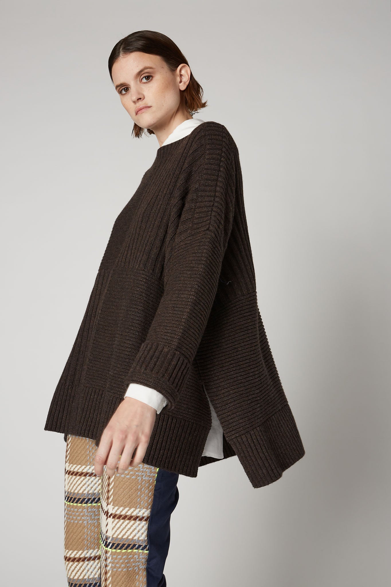 Oversized Mixed Knit Sweater