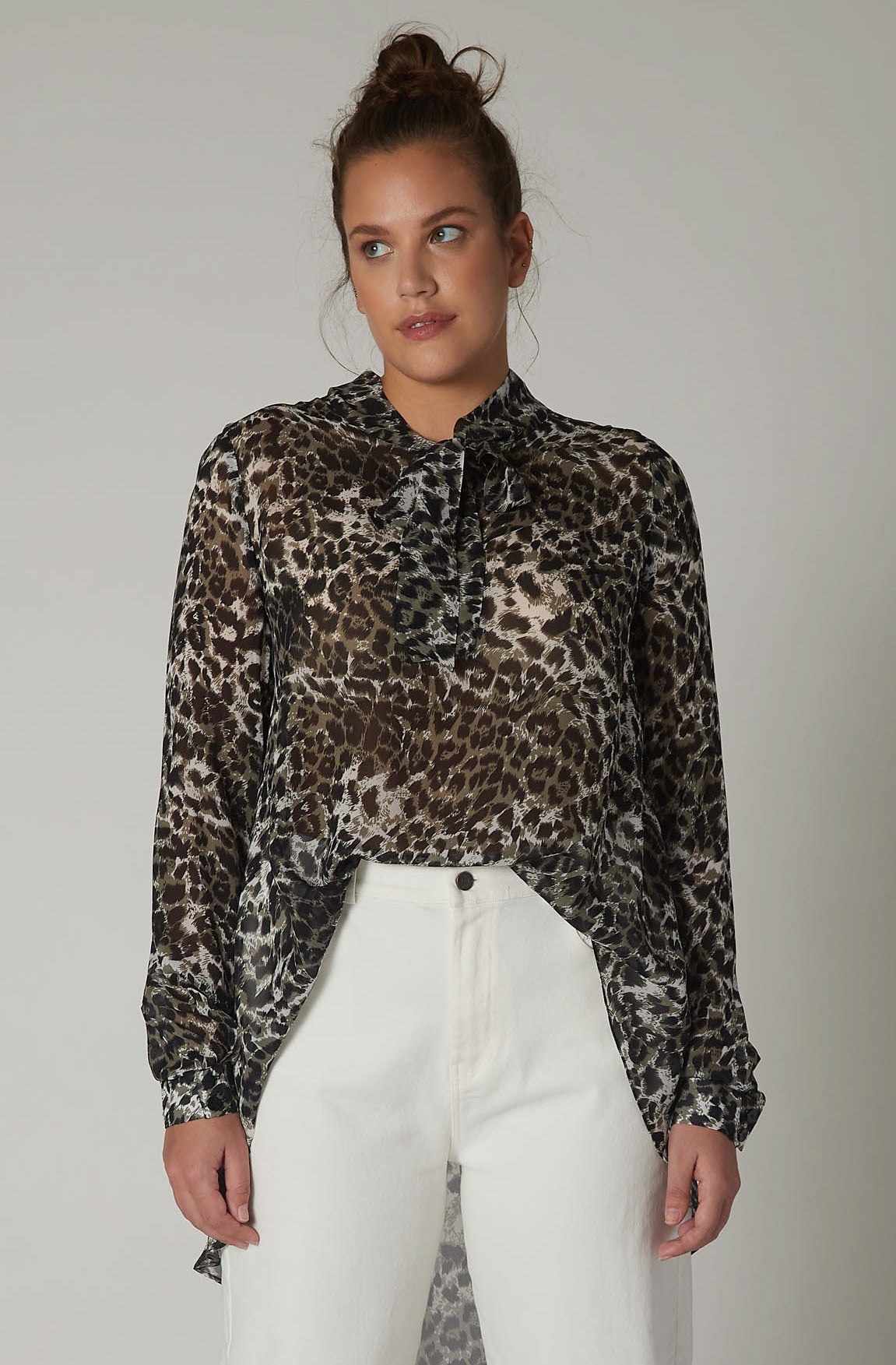 The High Low Leopard Chiffon Blouse
