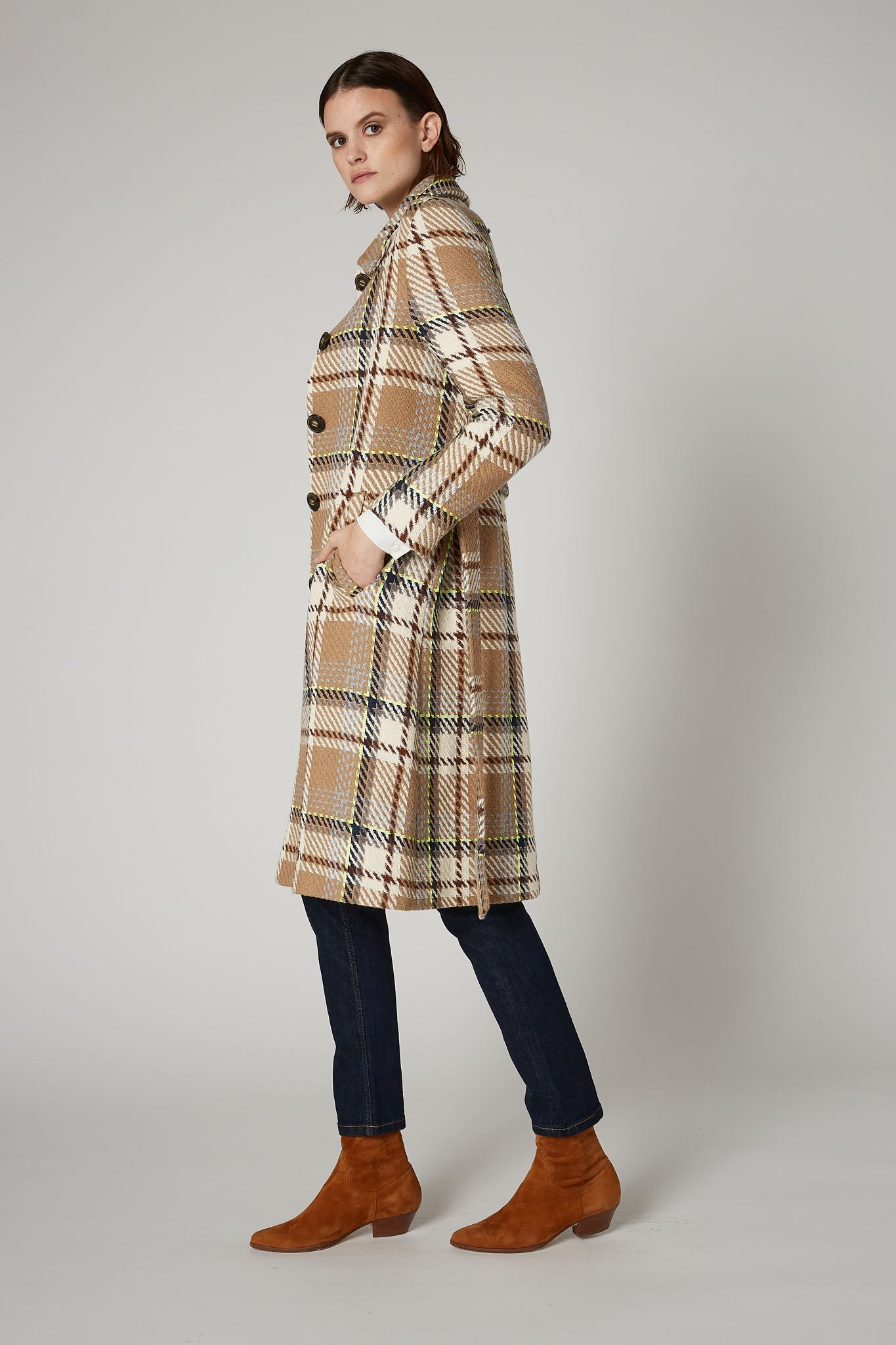 Touch of Neon Plaid Coat