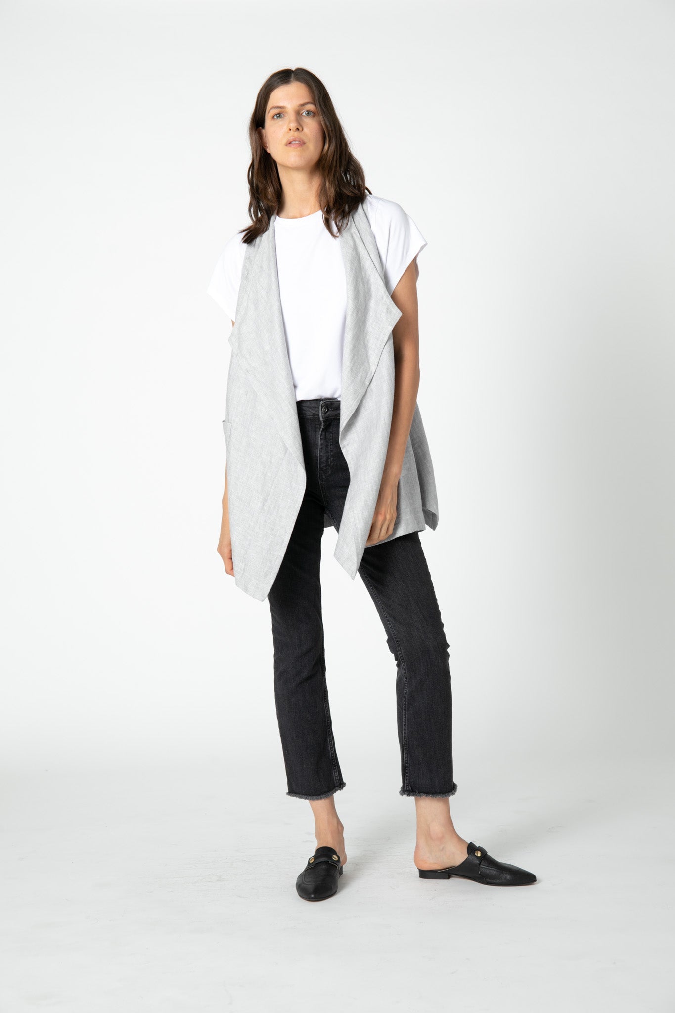 Dora Linen Drape Vest