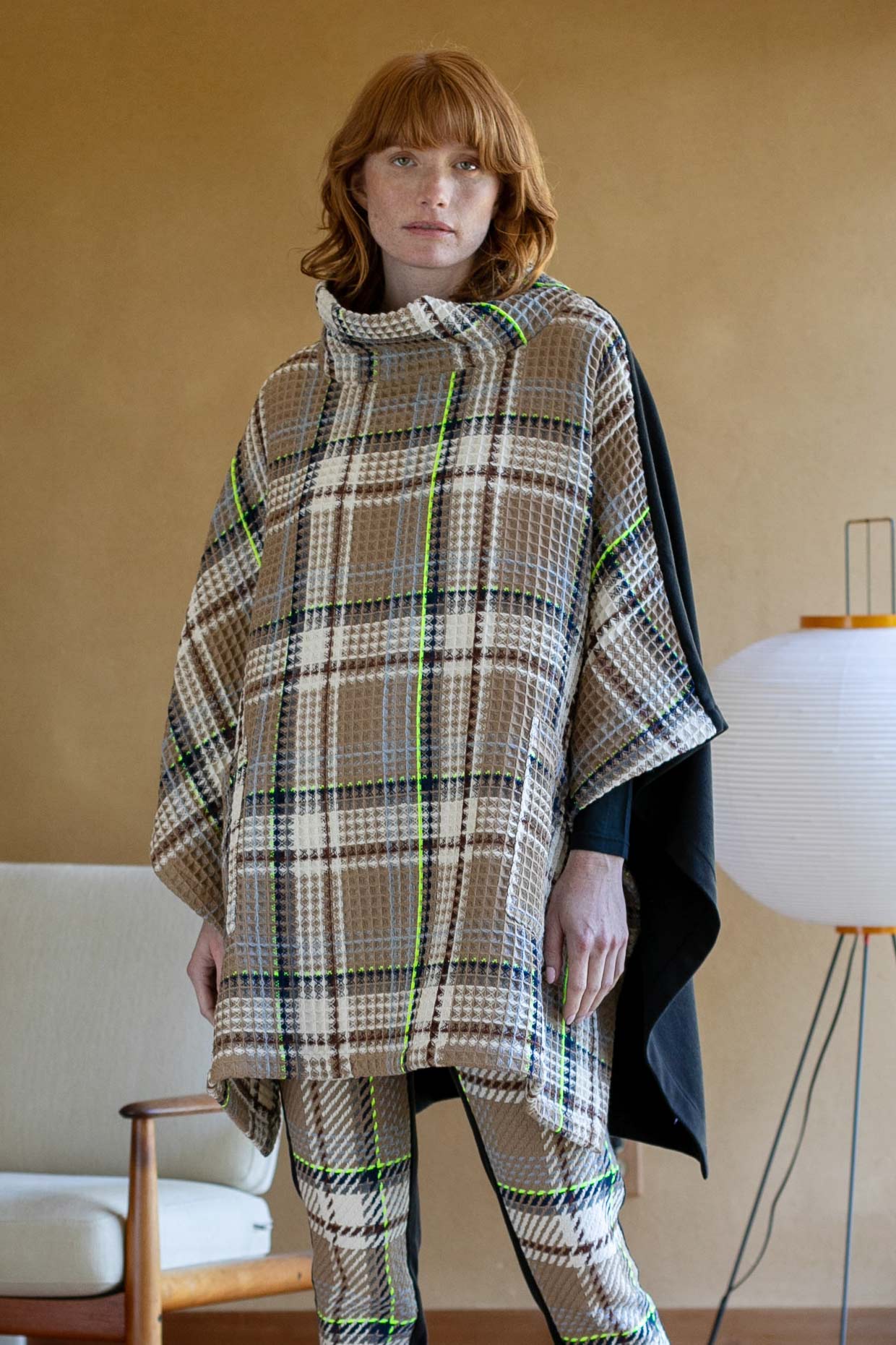 Touch of Neon Plaid Poncho