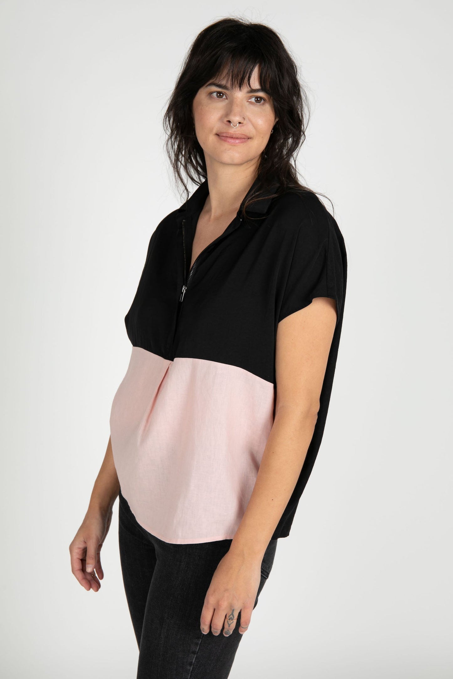 Brody Linen Colorblocked Top