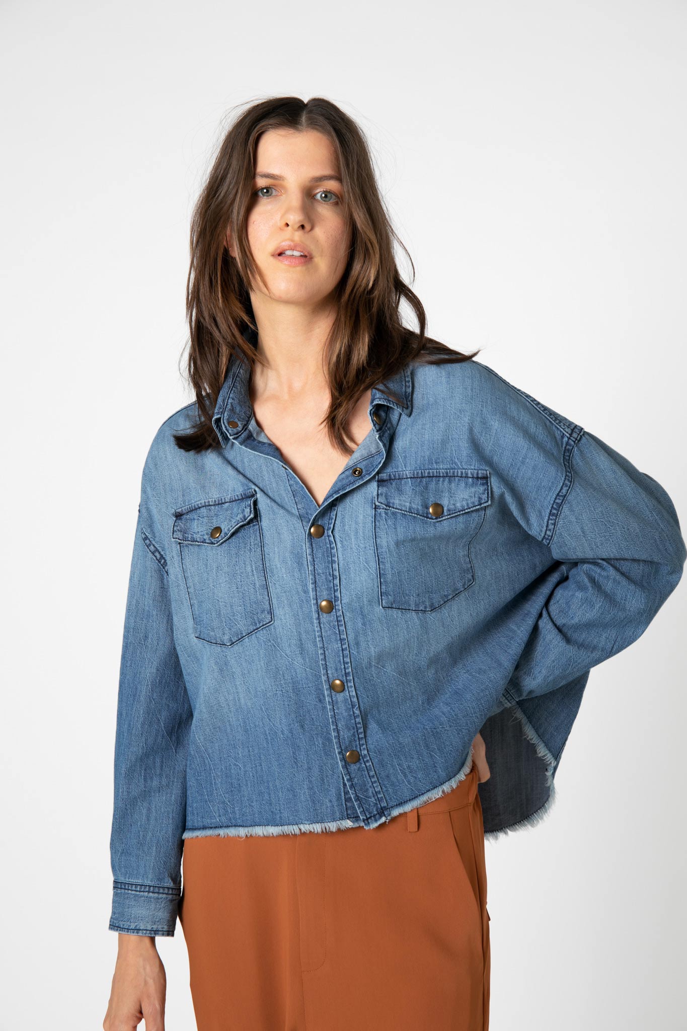 Not Too Cropped Light Denim Top
