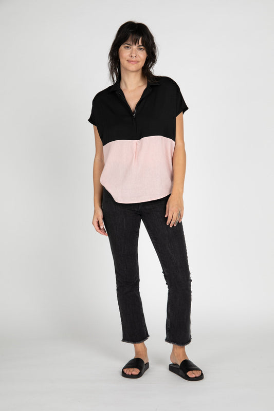 Brody Linen Colorblocked Top