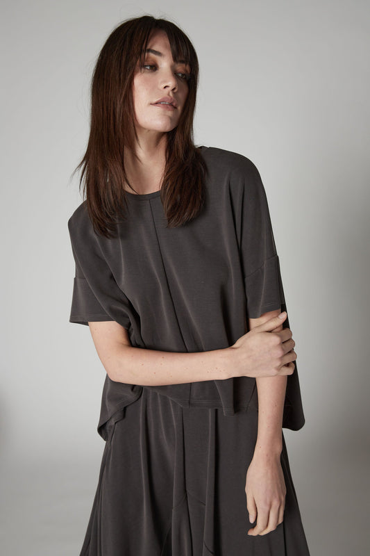 WASHED MODAL OVERSIZED ZIP BACK TOP