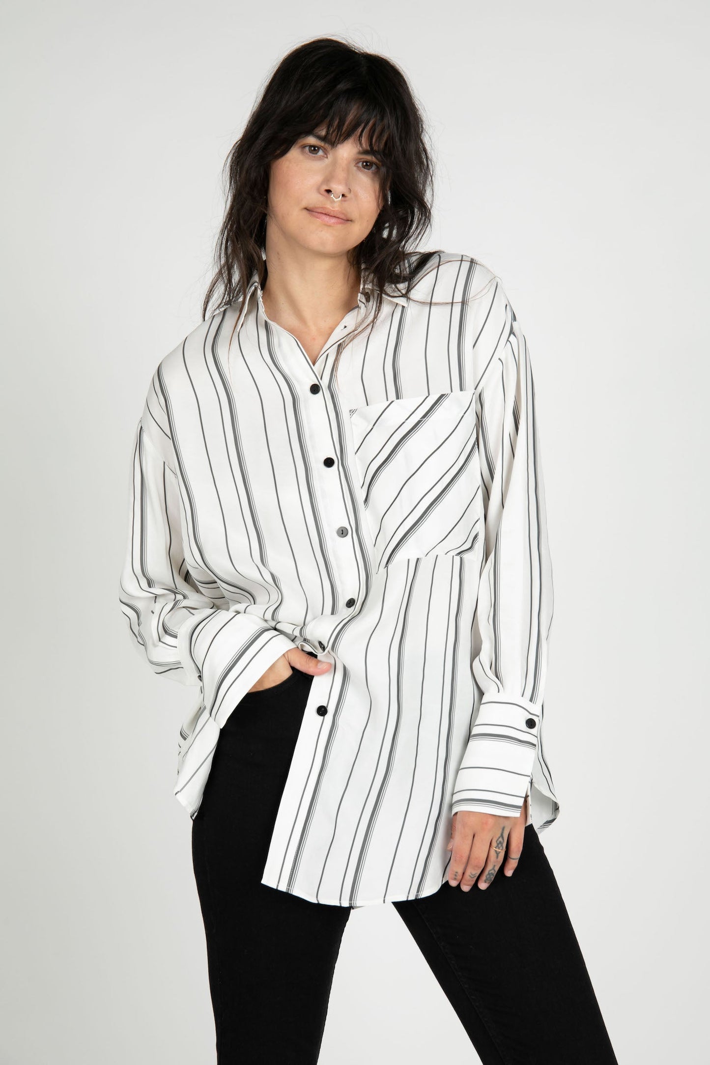 Marseille Striped Button Down tunic