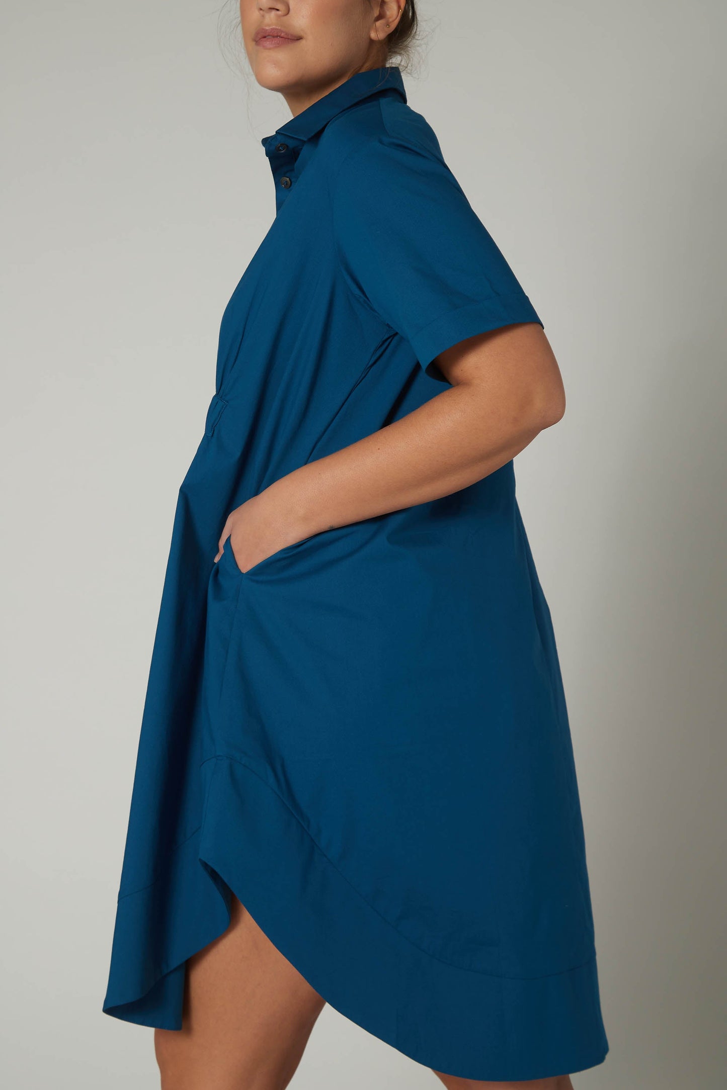 Oversized Pinch Waist Poplin Dress