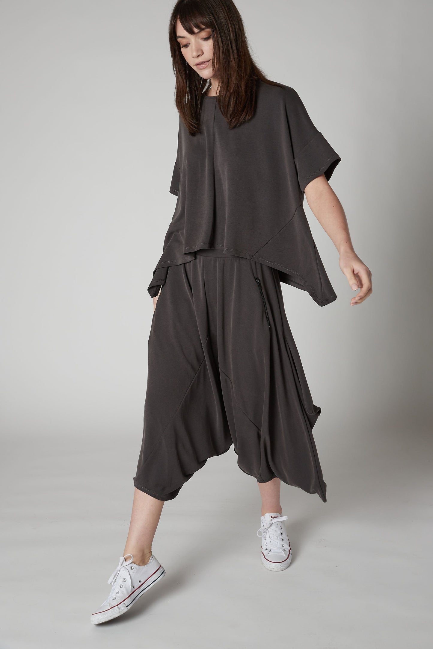 WASHED MODAL OVERSIZED ZIP BACK TOP